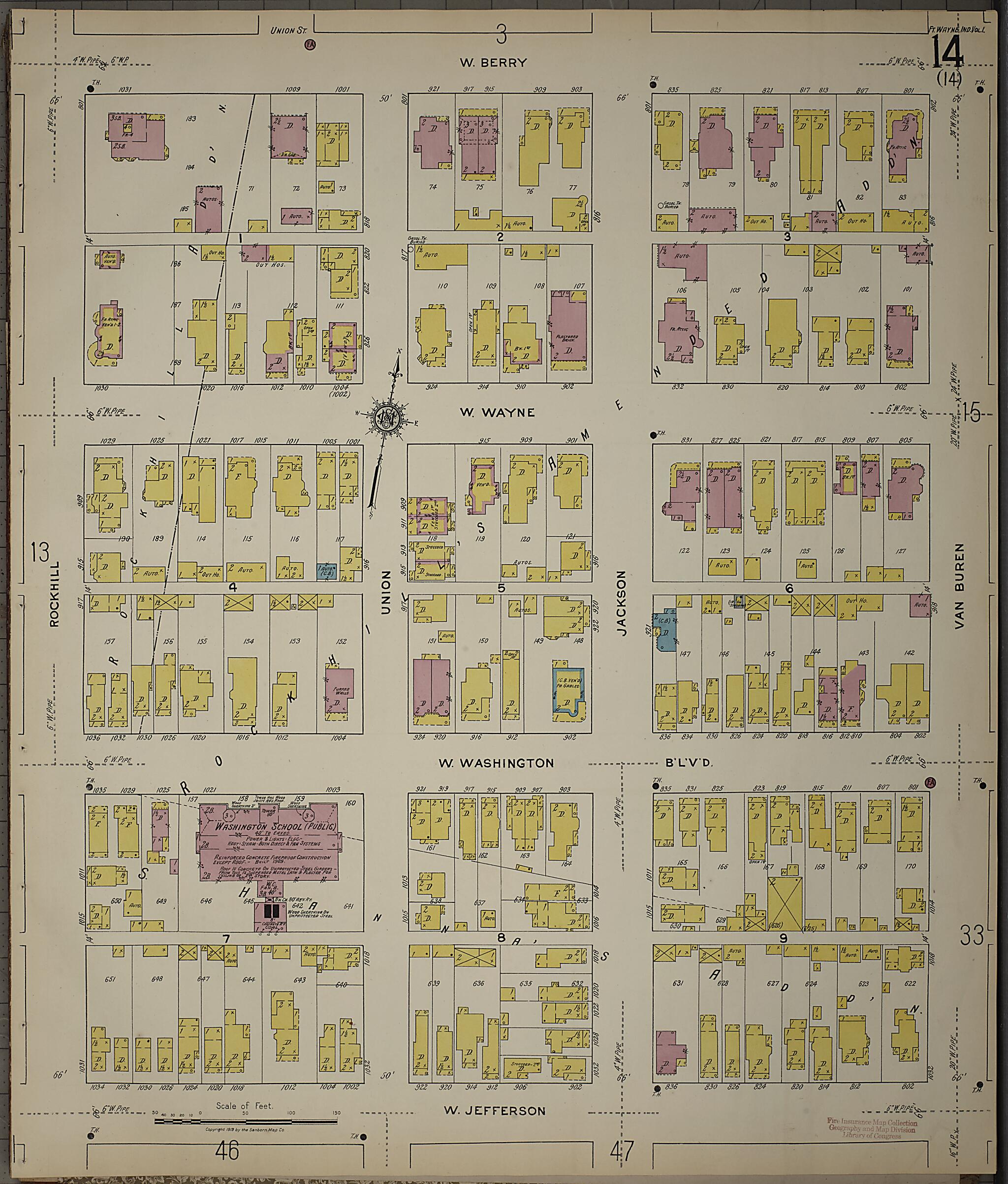 This old map of Fort Wayne, Allen County, Indiana was created by Sanborn Map Company in 1918