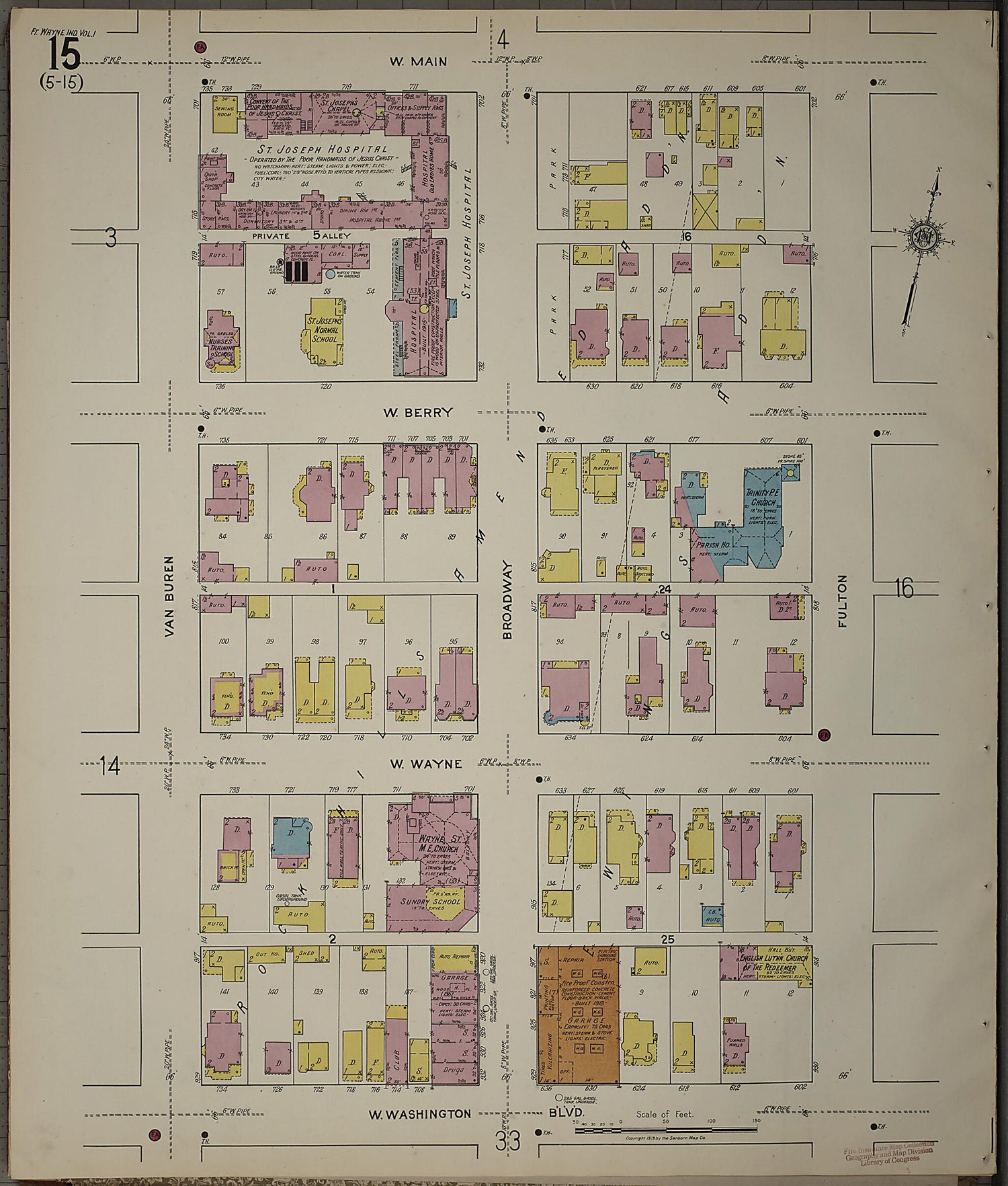 This old map of Fort Wayne, Allen County, Indiana was created by Sanborn Map Company in 1918