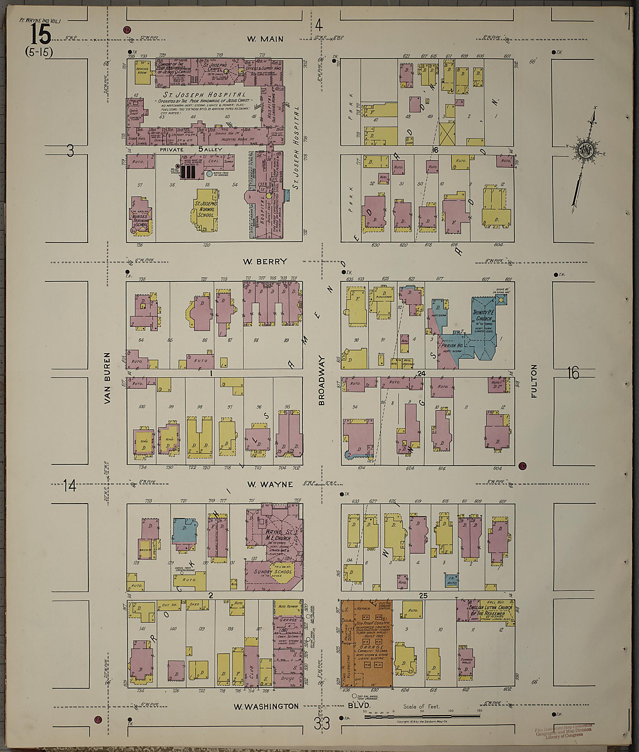 This old map of Fort Wayne, Allen County, Indiana was created by Sanborn Map Company in 1918