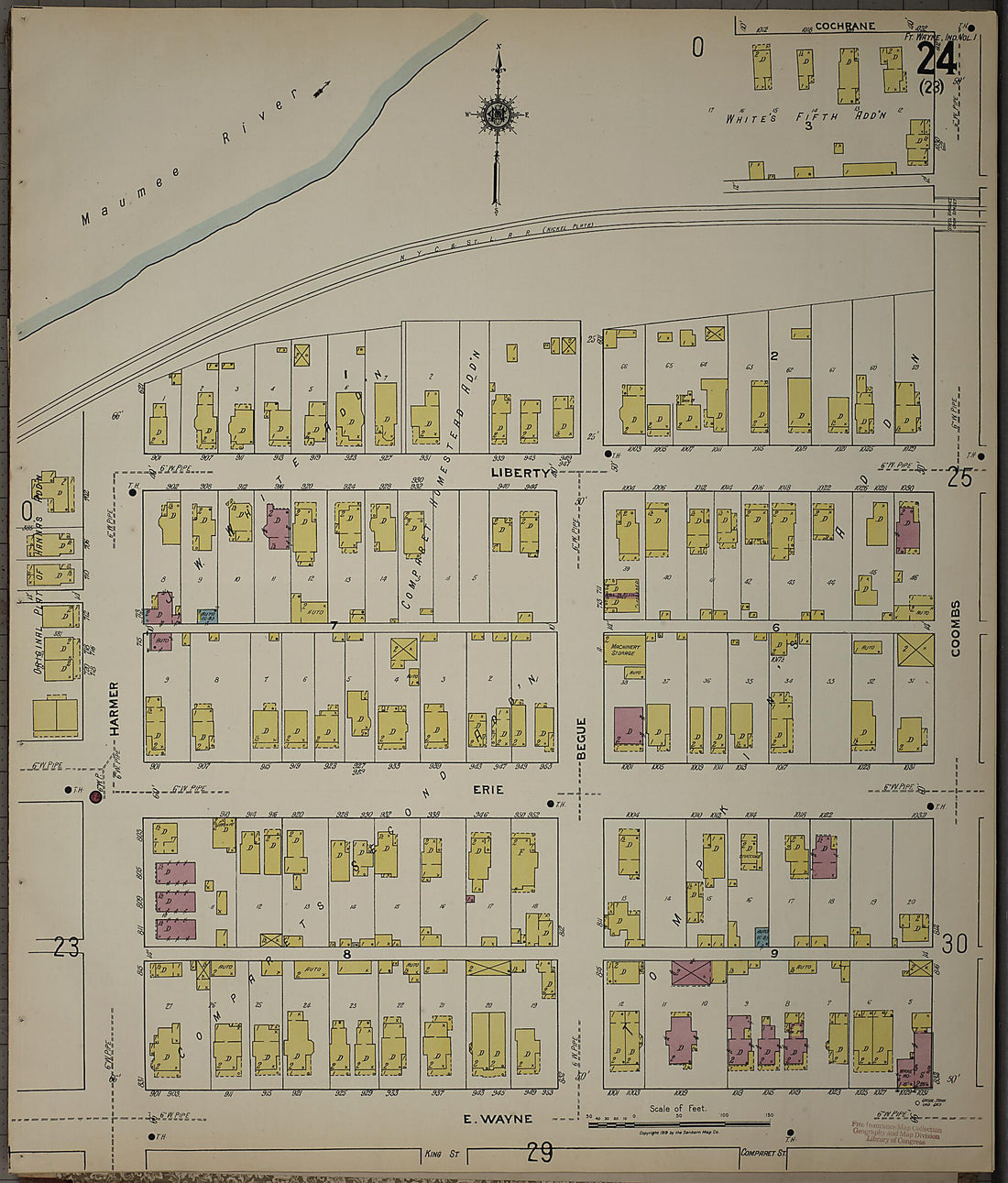 This old map of Fort Wayne, Allen County, Indiana was created by Sanborn Map Company in 1918