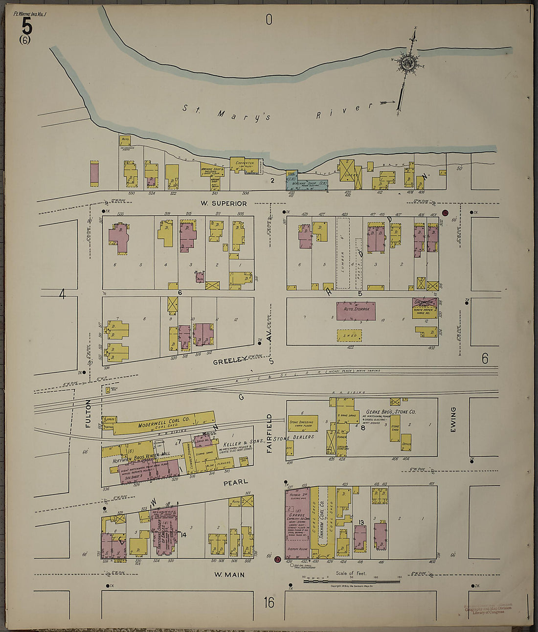 This old map of Fort Wayne, Allen County, Indiana was created by Sanborn Map Company in 1918