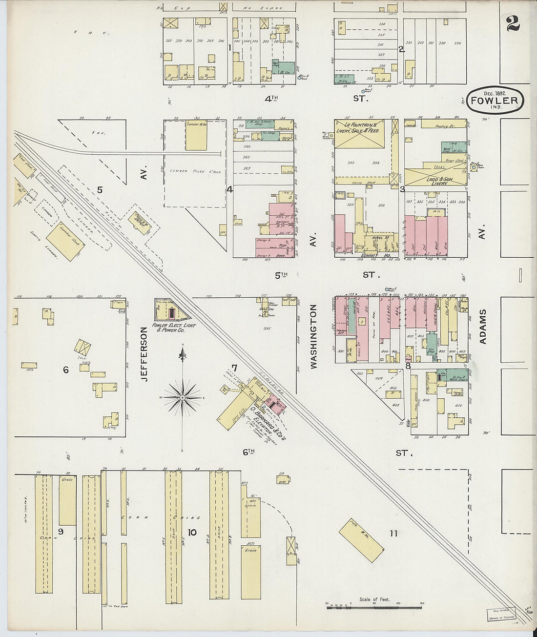 This old map of Fowler, Benton County, Indiana was created by Sanborn Map Company in 1892