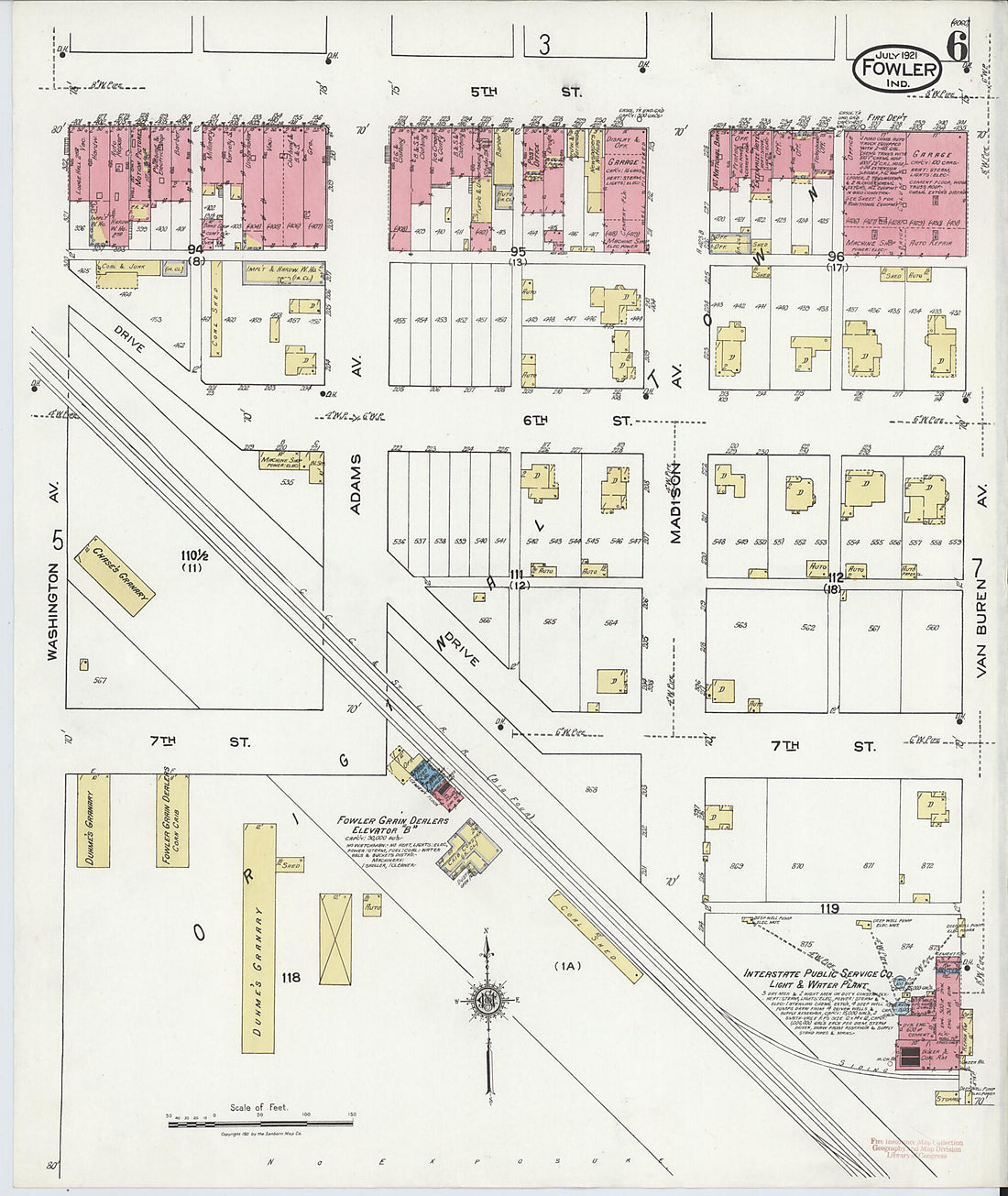 This old map of Fowler, Benton County, Indiana was created by Sanborn Map Company in 1921