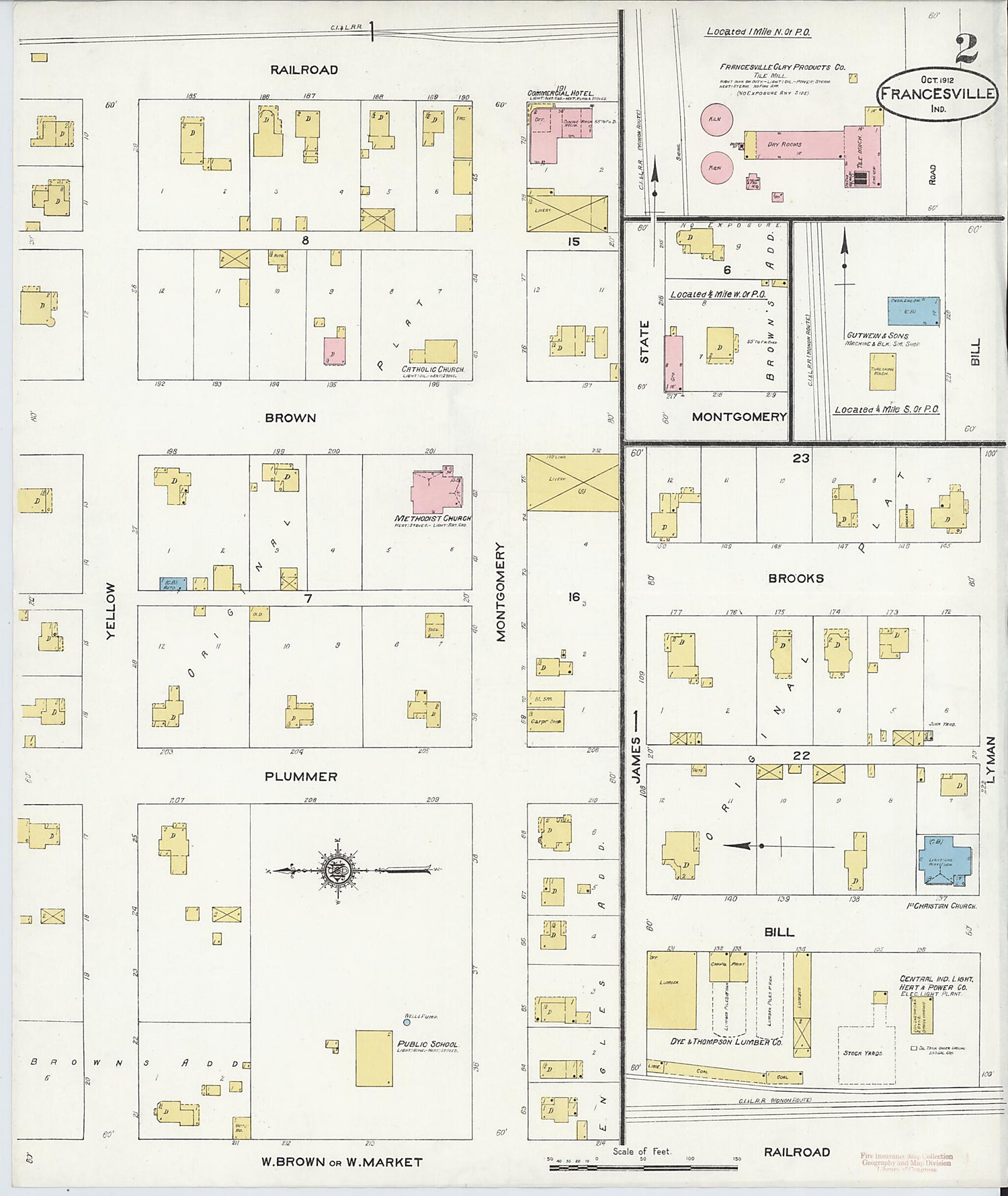 This old map of Francesville, Pulaski County, Indiana was created by Sanborn Map Company in 1912