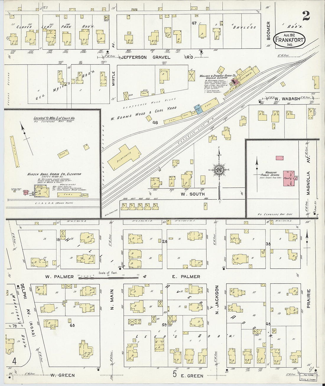 This old map of Frankfort, Clinton County, Indiana was created by Sanborn Map Company in 1912