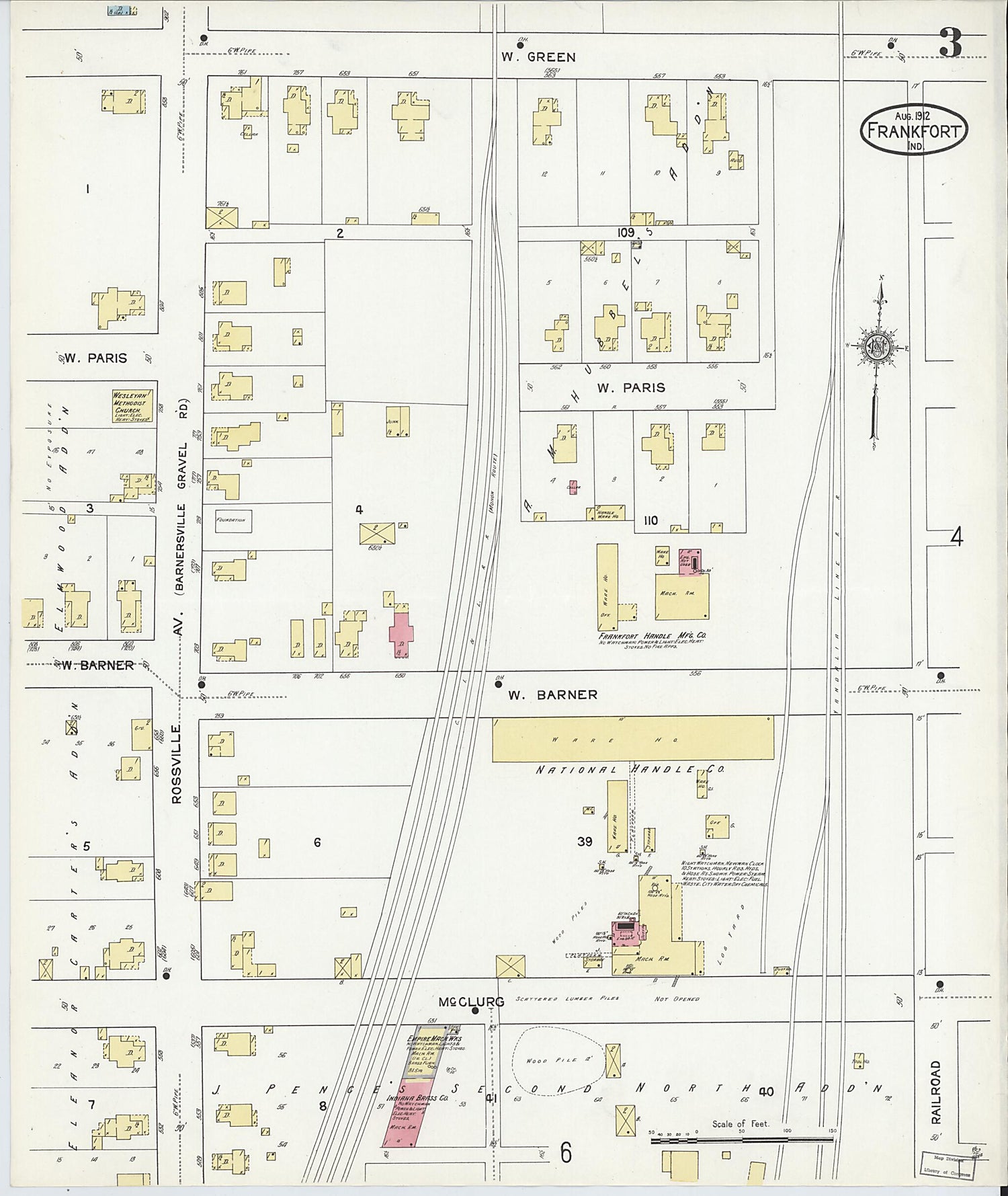 This old map of Frankfort, Clinton County, Indiana was created by Sanborn Map Company in 1912