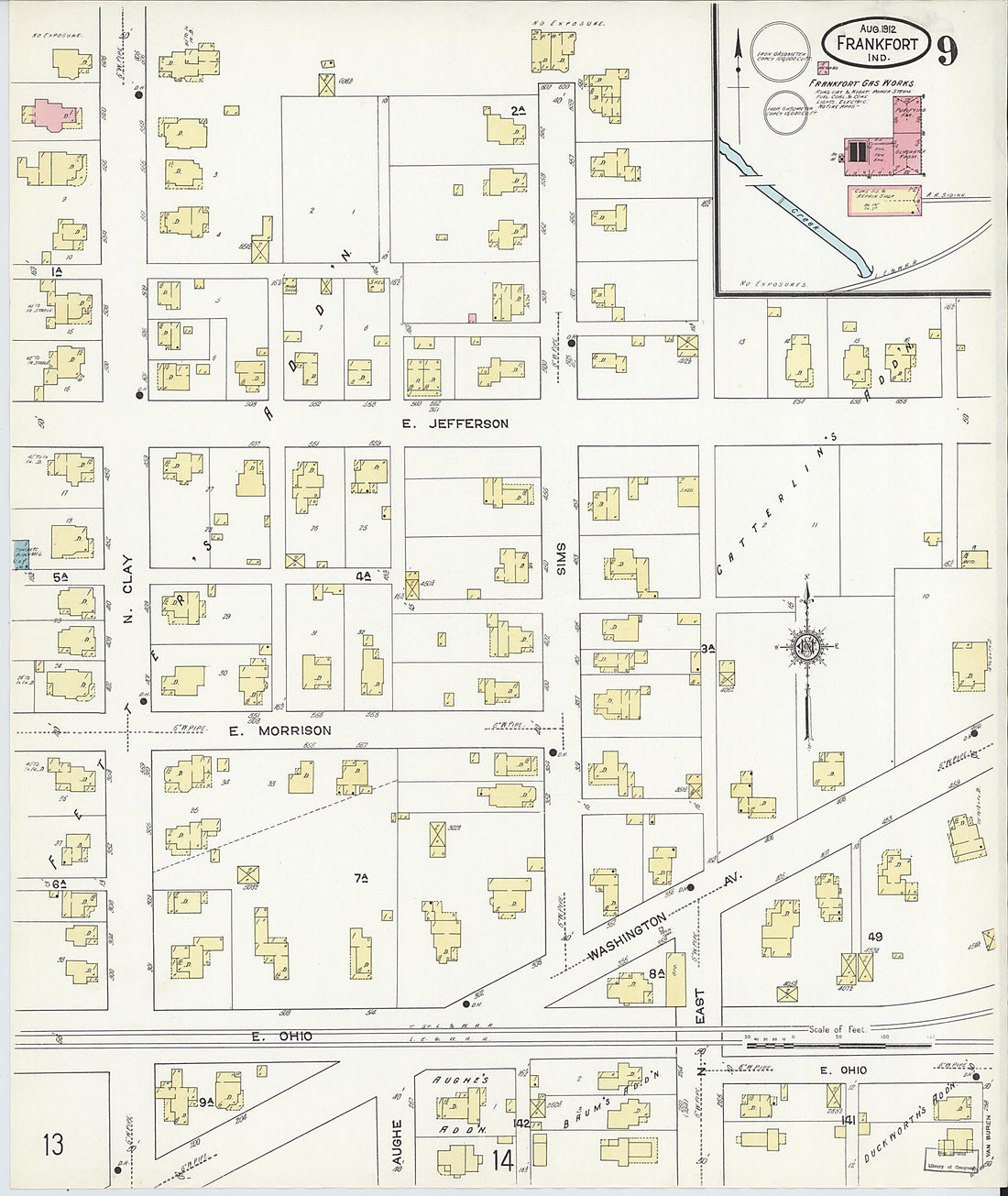 This old map of Frankfort, Clinton County, Indiana was created by Sanborn Map Company in 1912
