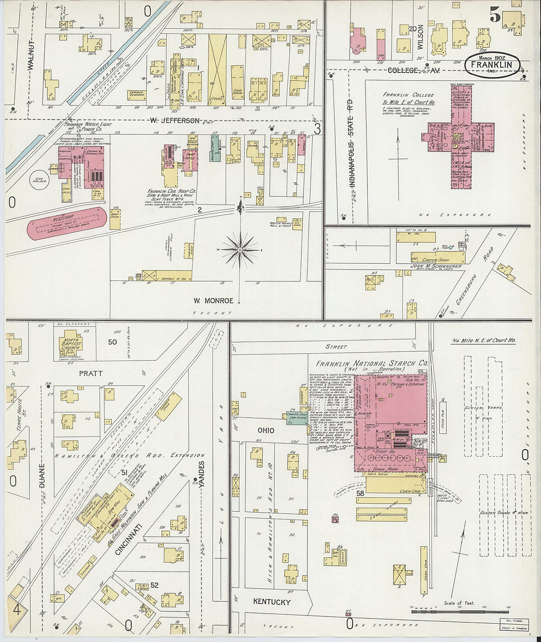 This old map of Franklin, Johnson County, Indiana was created by Sanborn Map Company in 1902