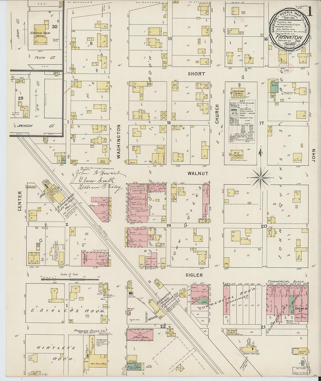 This old map of Frankton, Madison County, Indiana was created by Sanborn Map Company in 1895