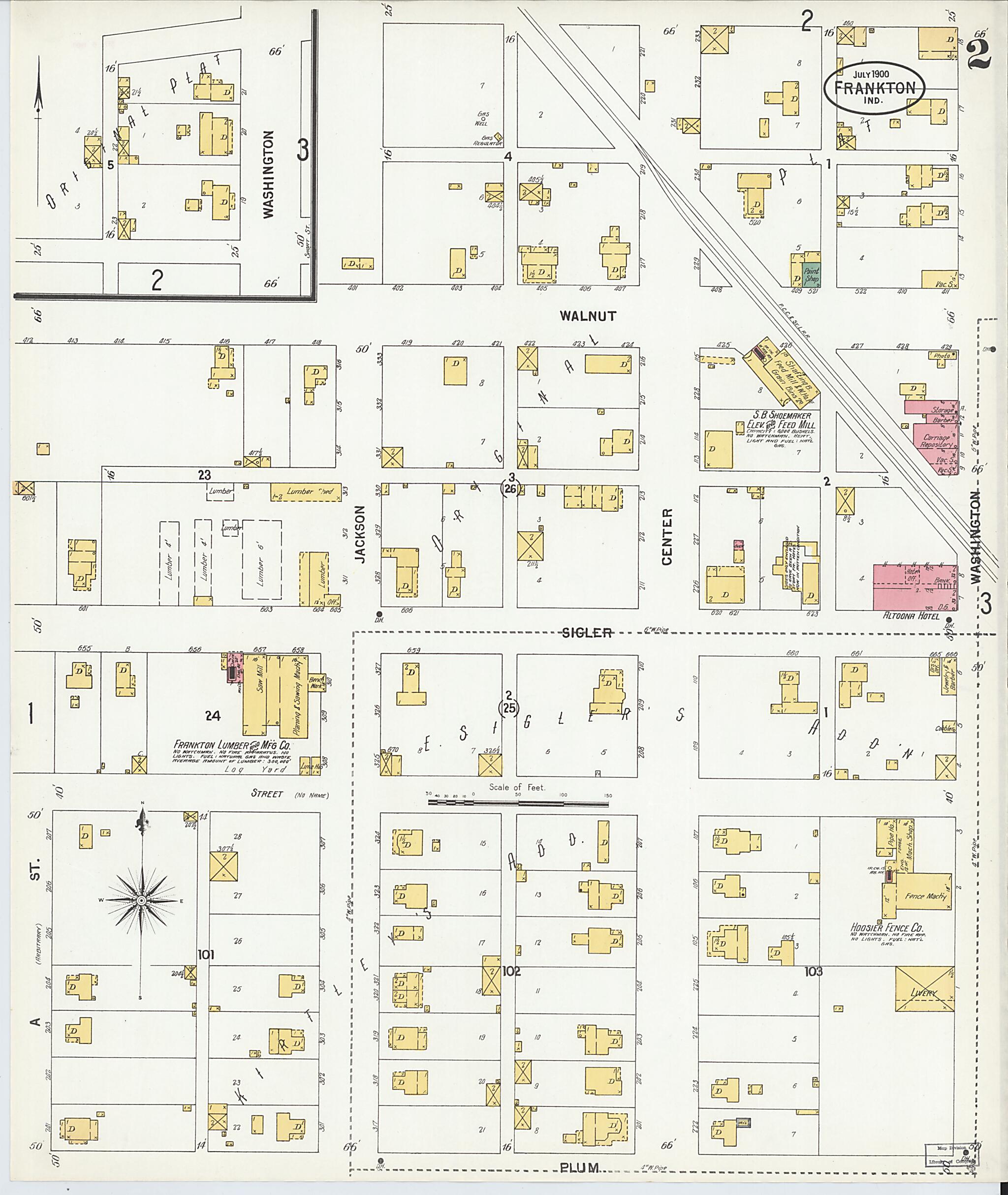 This old map of Frankton, Madison County, Indiana was created by Sanborn Map Company in 1900