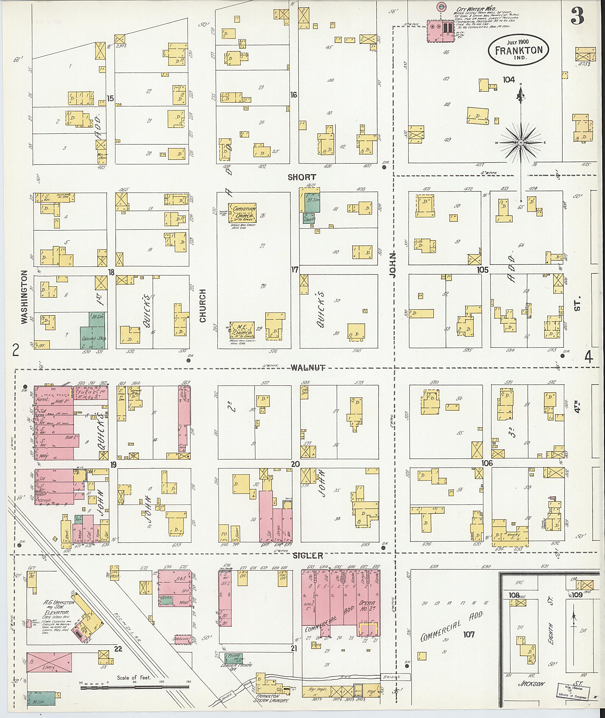 This old map of Frankton, Madison County, Indiana was created by Sanborn Map Company in 1900