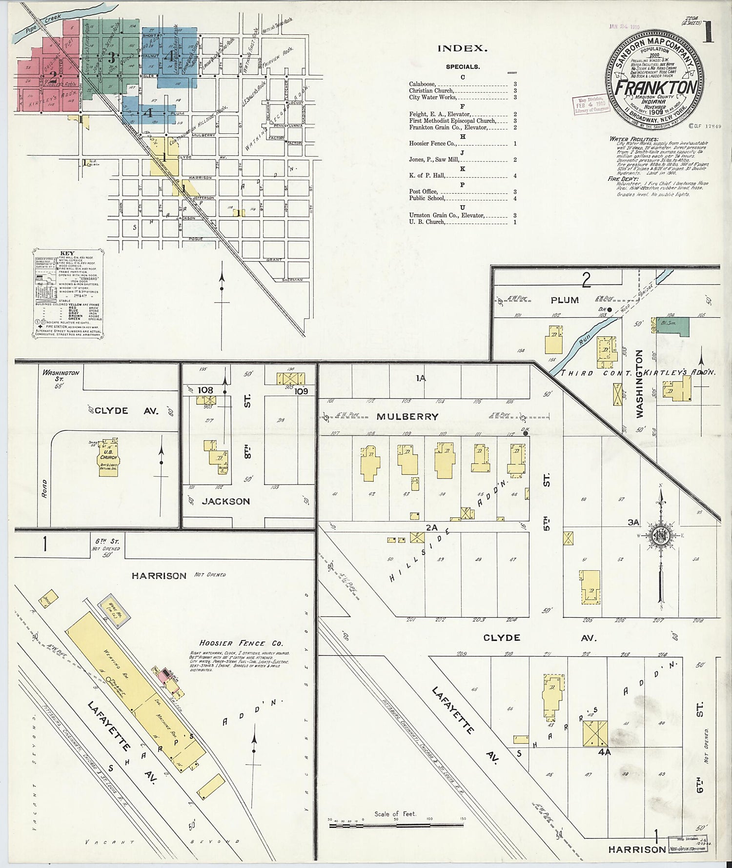 This old map of Frankton, Madison County, Indiana was created by Sanborn Map Company in 1909