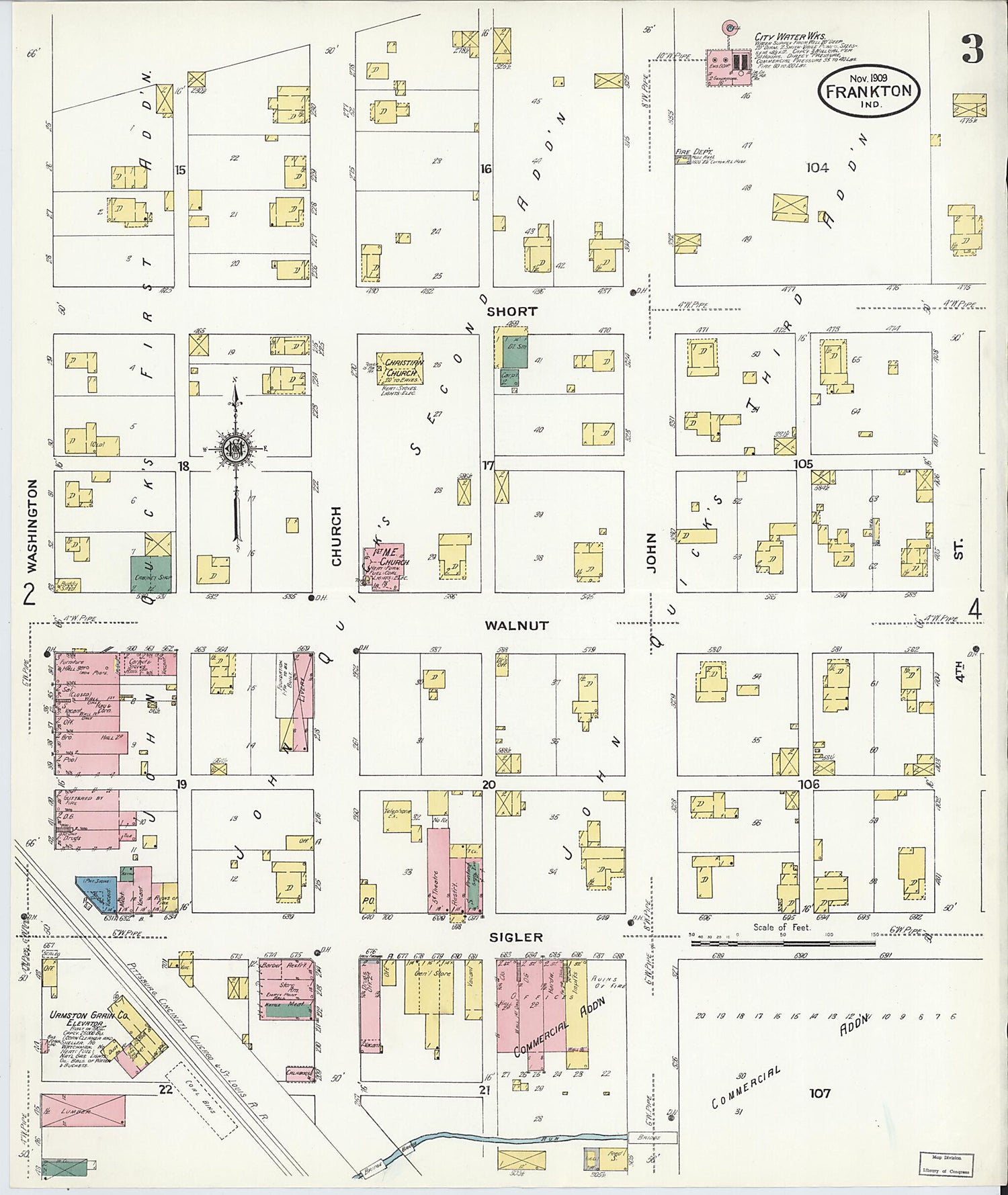 This old map of Frankton, Madison County, Indiana was created by Sanborn Map Company in 1909