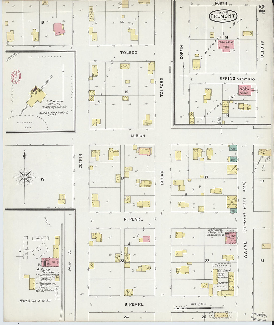 This old map of Fremont, Steuben County, Indiana was created by Sanborn Map Company in 1895