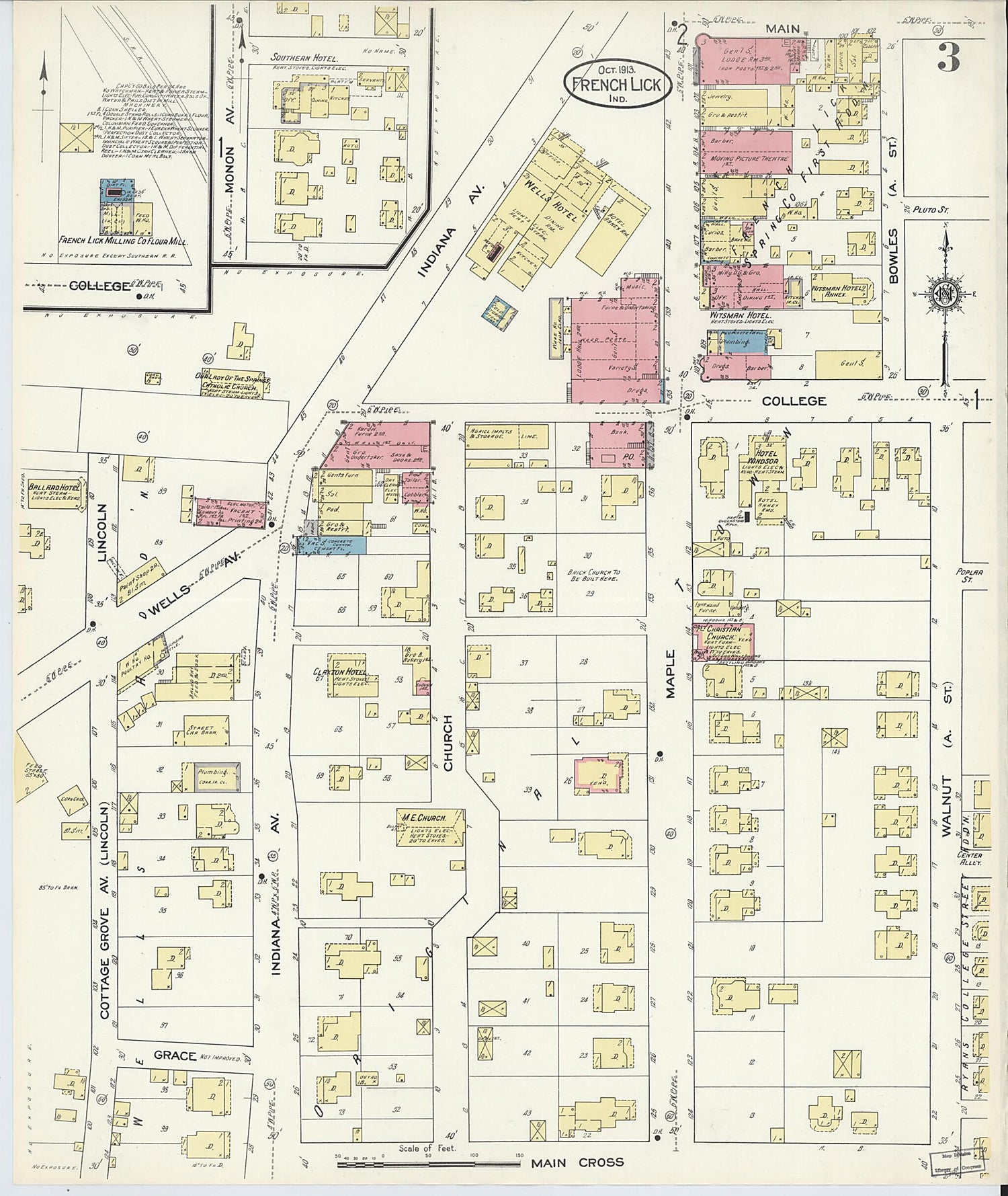 This old map of West Baden, Orange County, Indiana was created by Sanborn Map Company in 1913