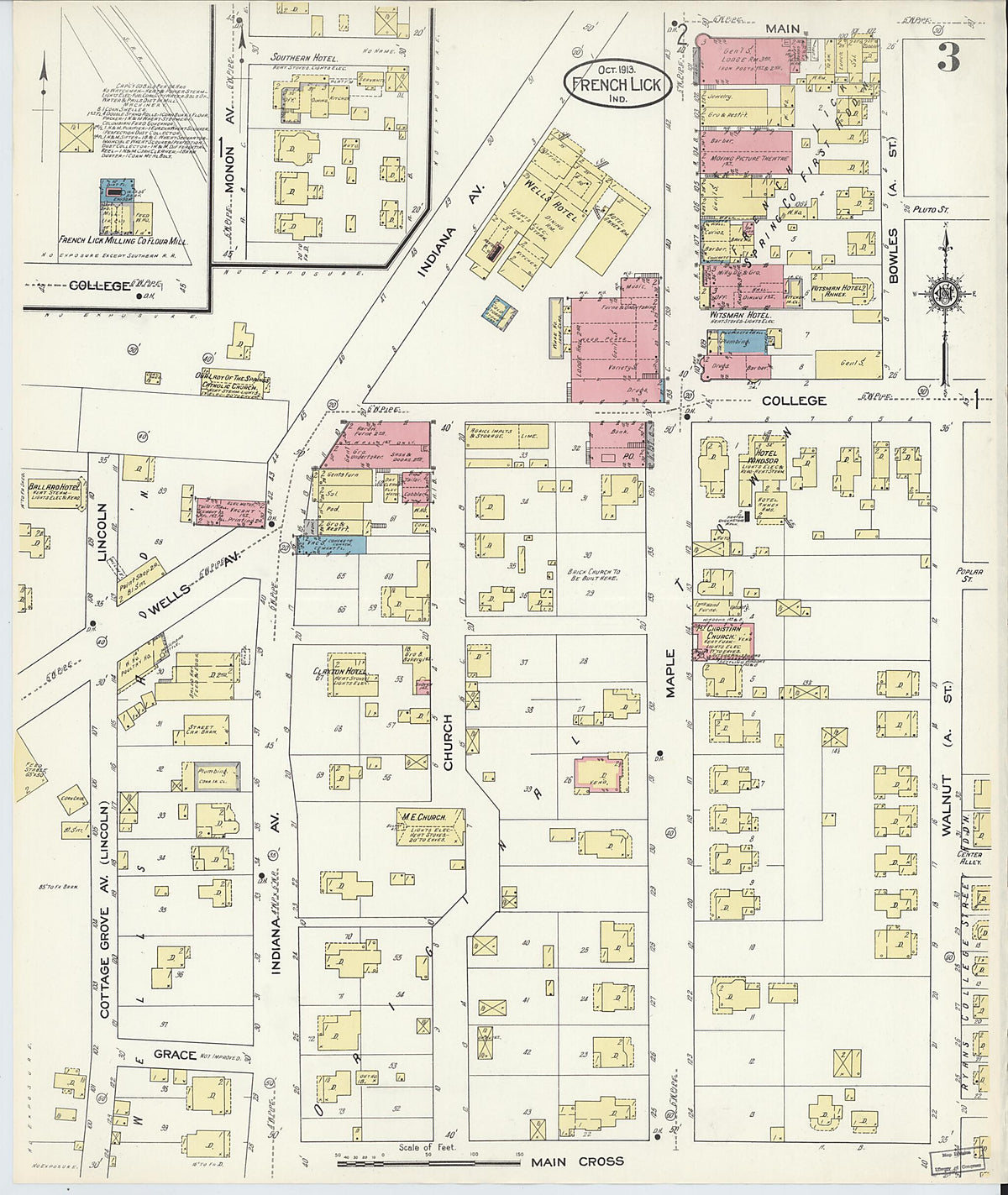 French Lick, Orange County, Indiana 1913 (Sheet 3) by Relic Map Company