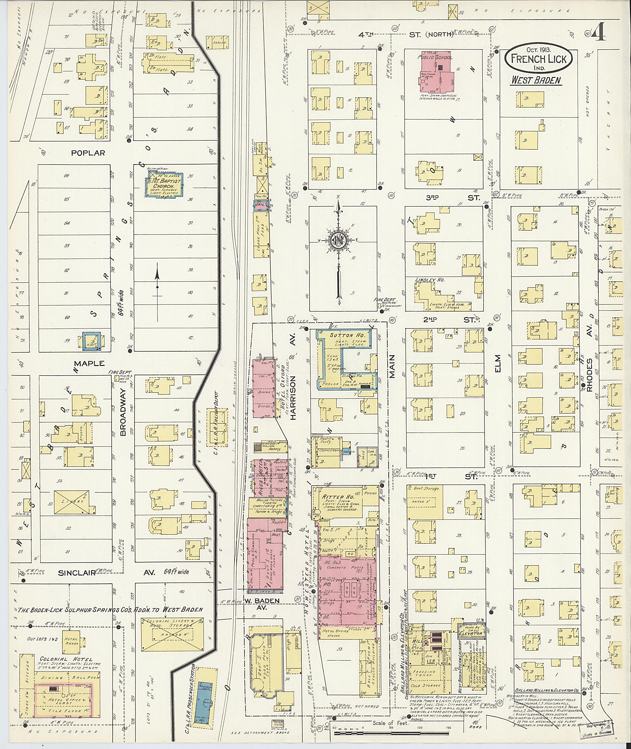 This old map of West Baden, Orange County, Indiana was created by Sanborn Map Company in 1913