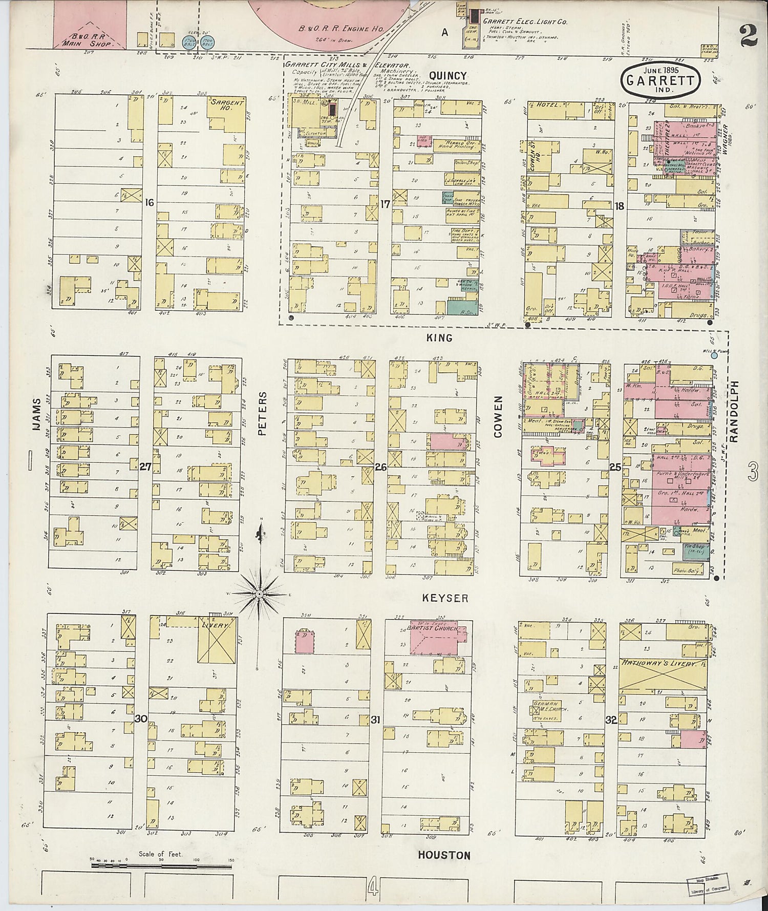 This old map of Garrett, De Kalb County, Indiana was created by Sanborn Map Company in 1895