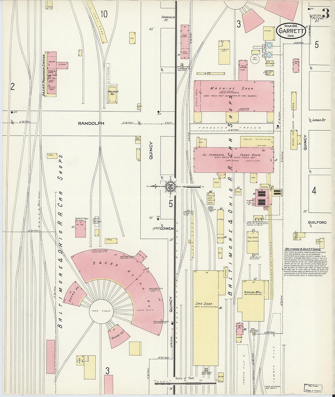 This old map of Garrett, De Kalb County, Indiana was created by Sanborn Map Company in 1914