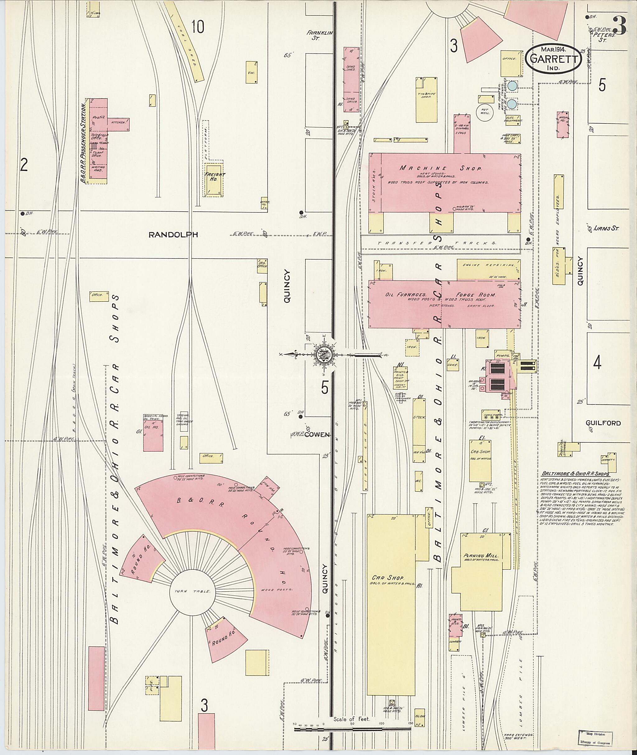 This old map of Garrett, De Kalb County, Indiana was created by Sanborn Map Company in 1914