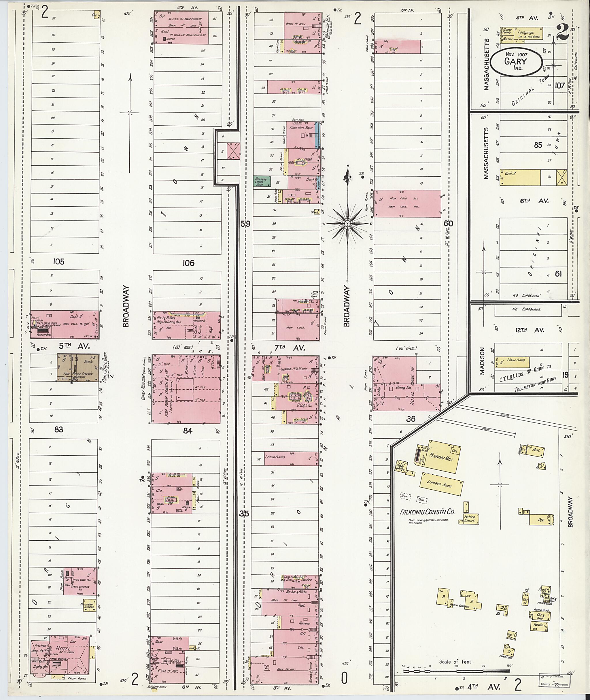 This old map of Gary, Lake County, Indiana was created by Sanborn Map Company in 1907