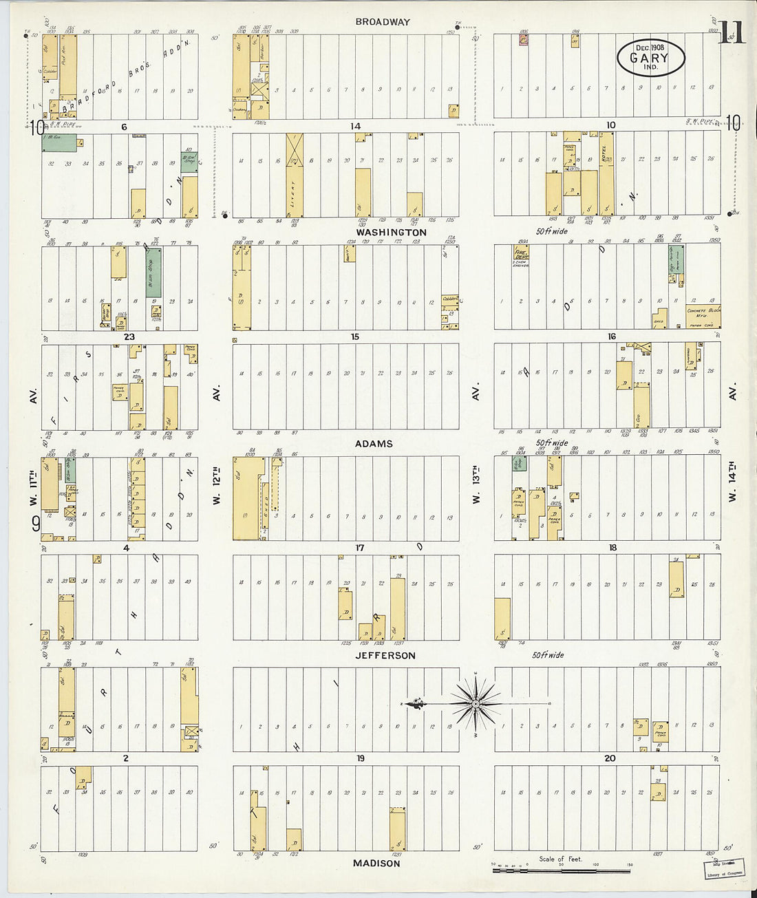 This old map of Gary, Lake County, Indiana was created by Sanborn Map Company in 1908