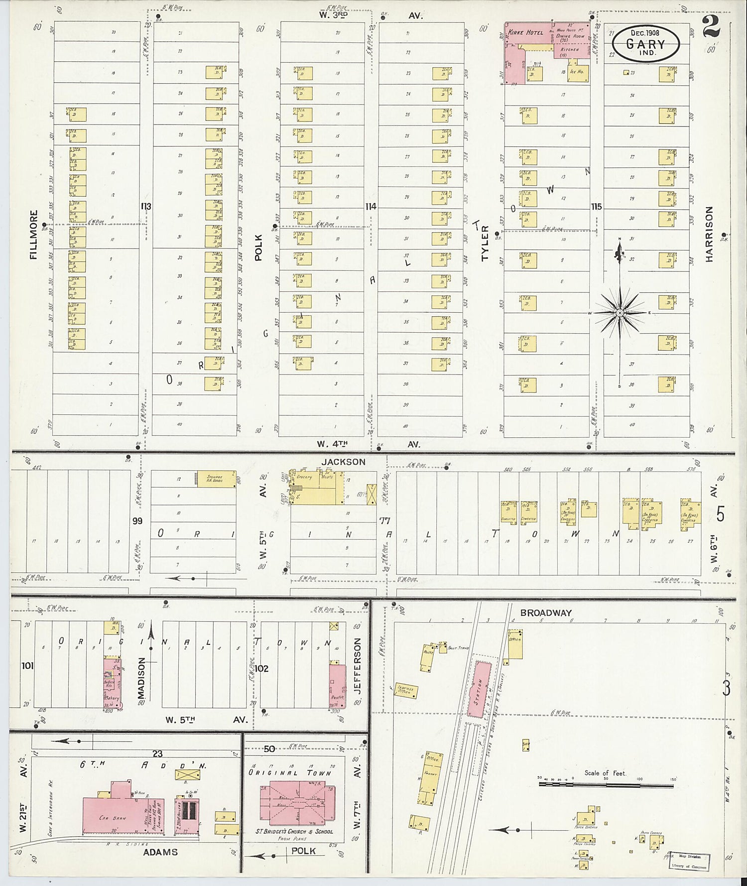 This old map of Gary, Lake County, Indiana was created by Sanborn Map Company in 1908