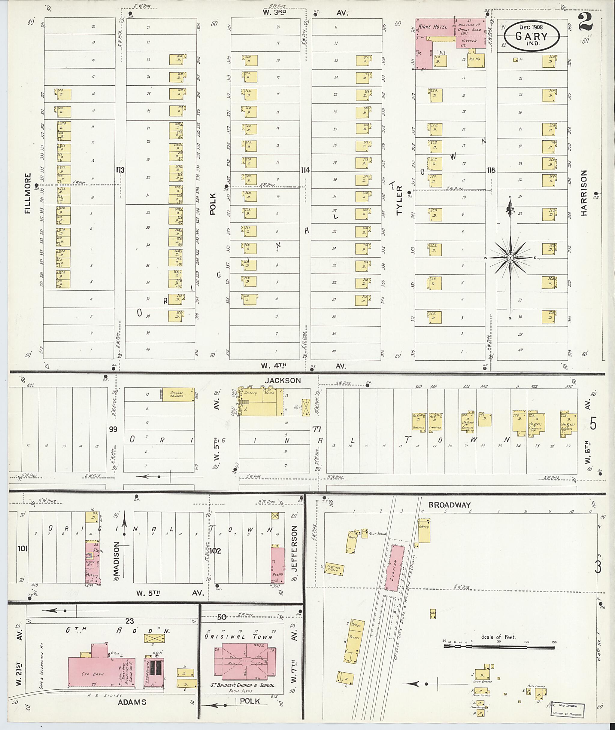 This old map of Gary, Lake County, Indiana was created by Sanborn Map Company in 1908