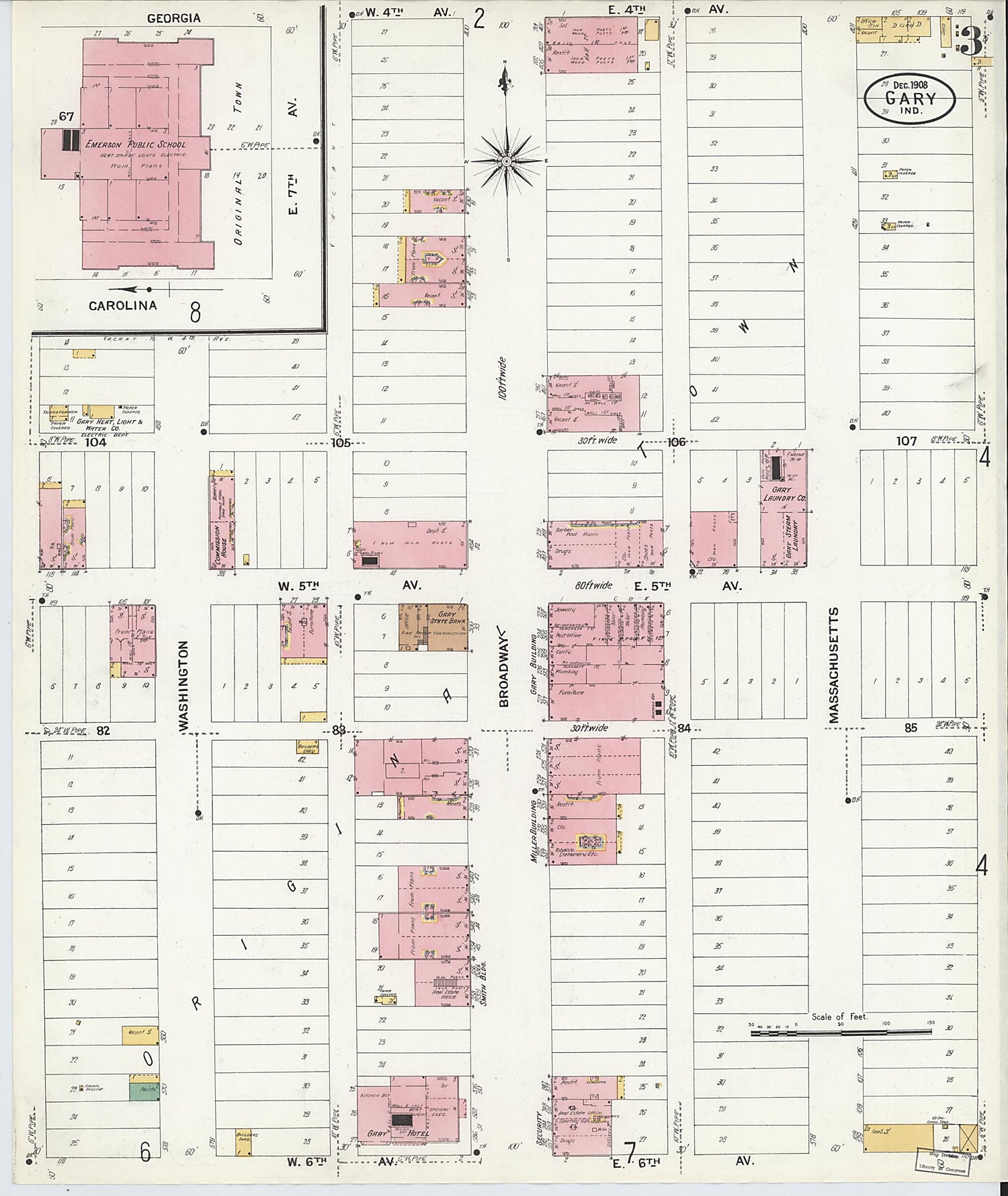 This old map of Gary, Lake County, Indiana was created by Sanborn Map Company in 1908