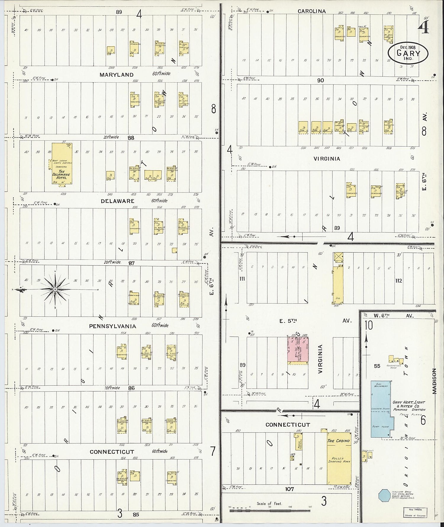 This old map of Gary, Lake County, Indiana was created by Sanborn Map Company in 1908