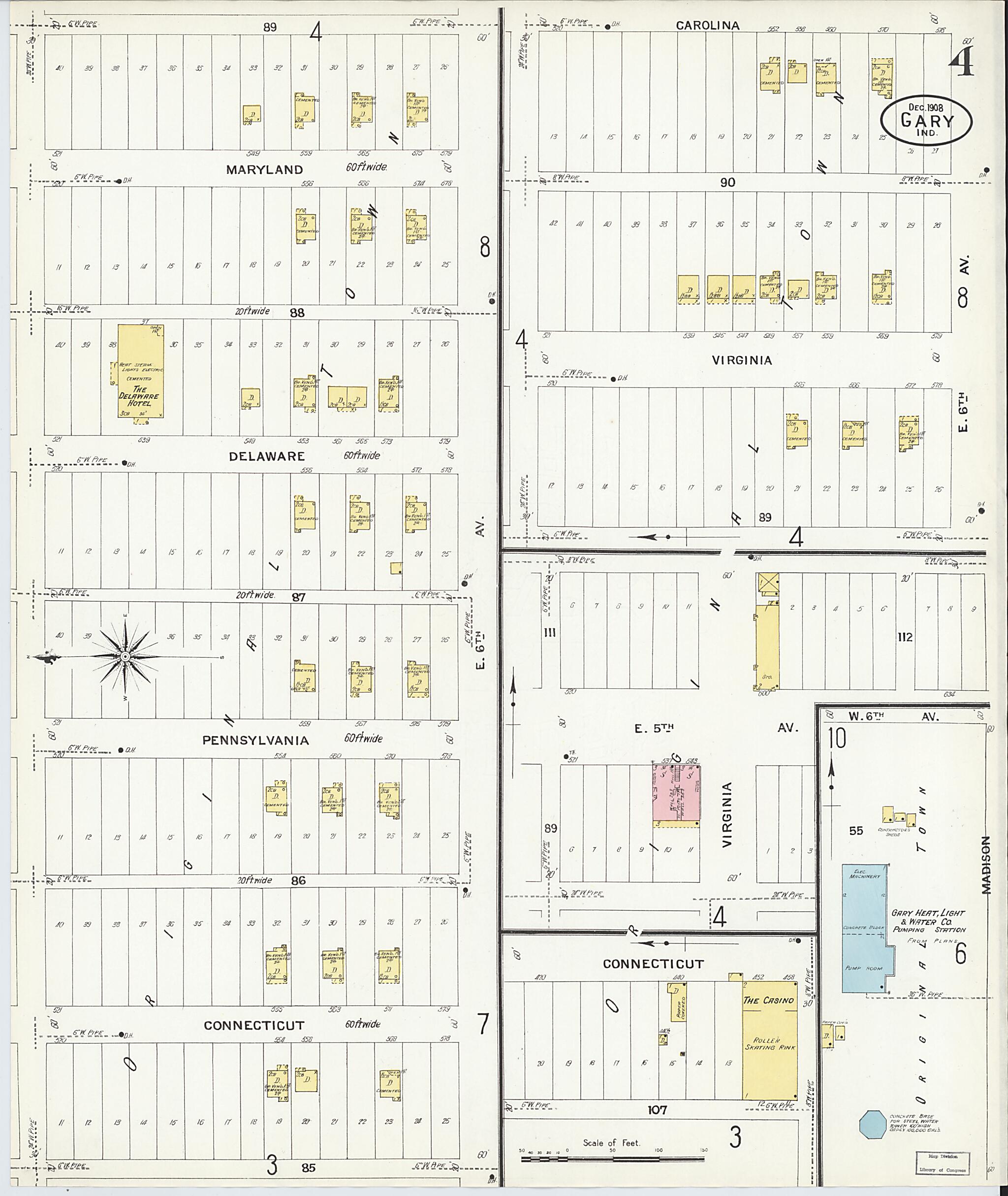 This old map of Gary, Lake County, Indiana was created by Sanborn Map Company in 1908