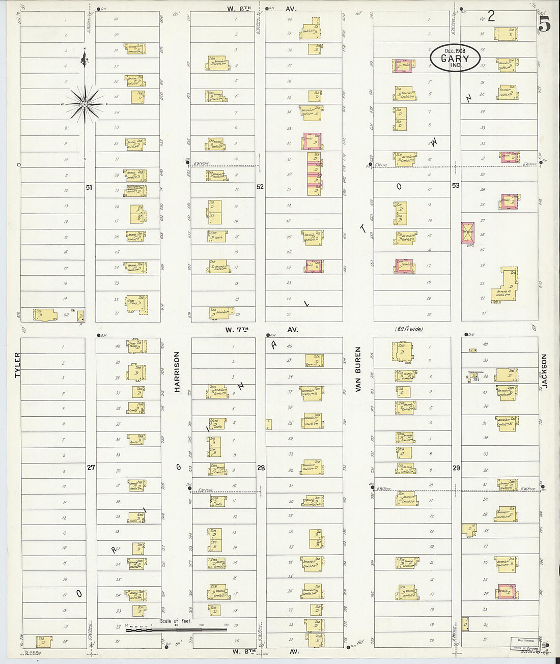 This old map of Gary, Lake County, Indiana was created by Sanborn Map Company in 1908