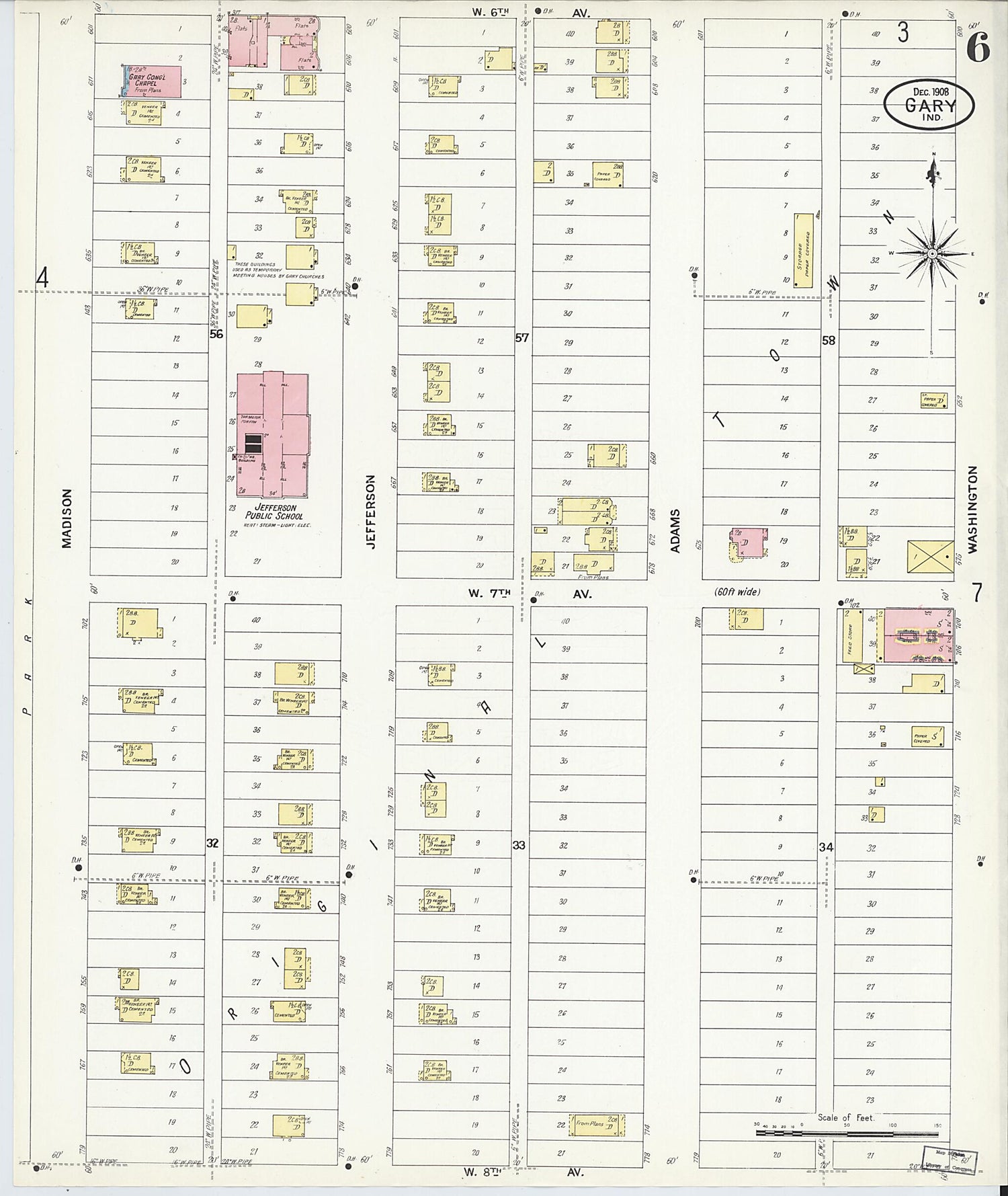 This old map of Gary, Lake County, Indiana was created by Sanborn Map Company in 1908