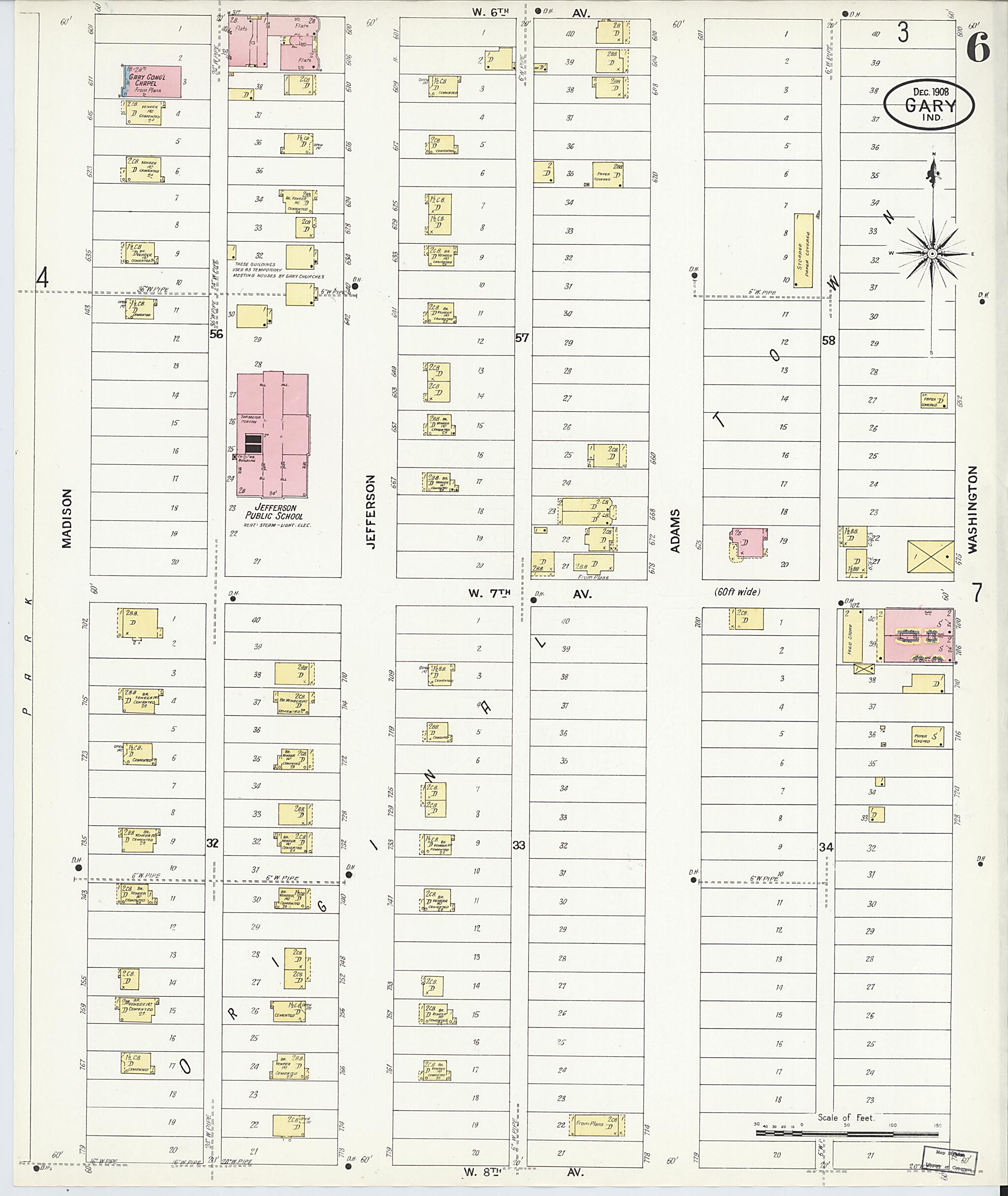 This old map of Gary, Lake County, Indiana was created by Sanborn Map Company in 1908