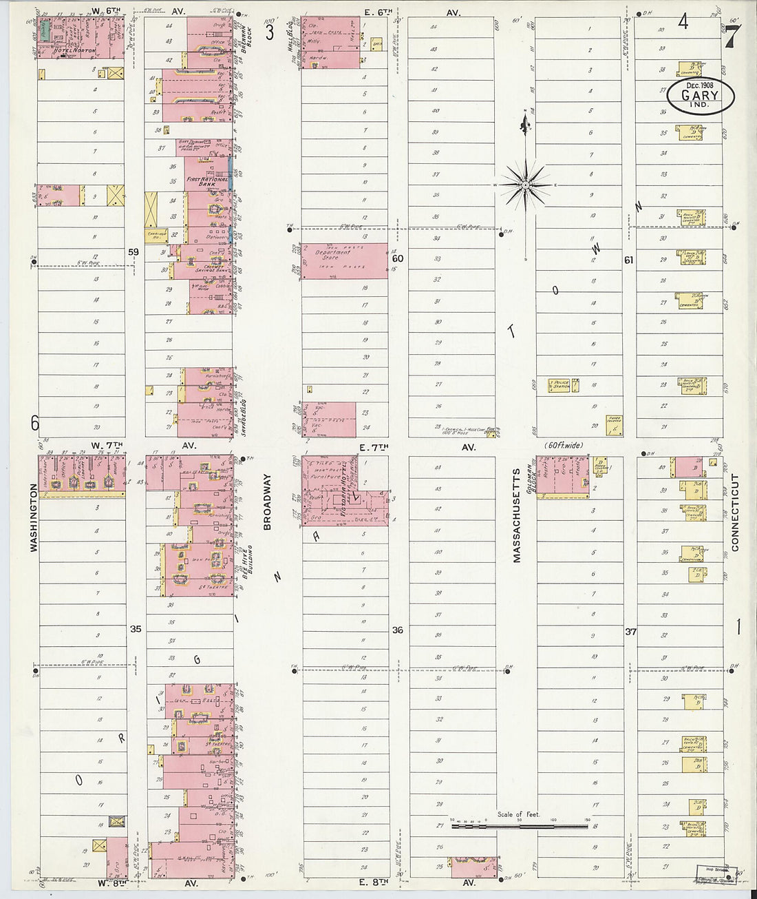 This old map of Gary, Lake County, Indiana was created by Sanborn Map Company in 1908