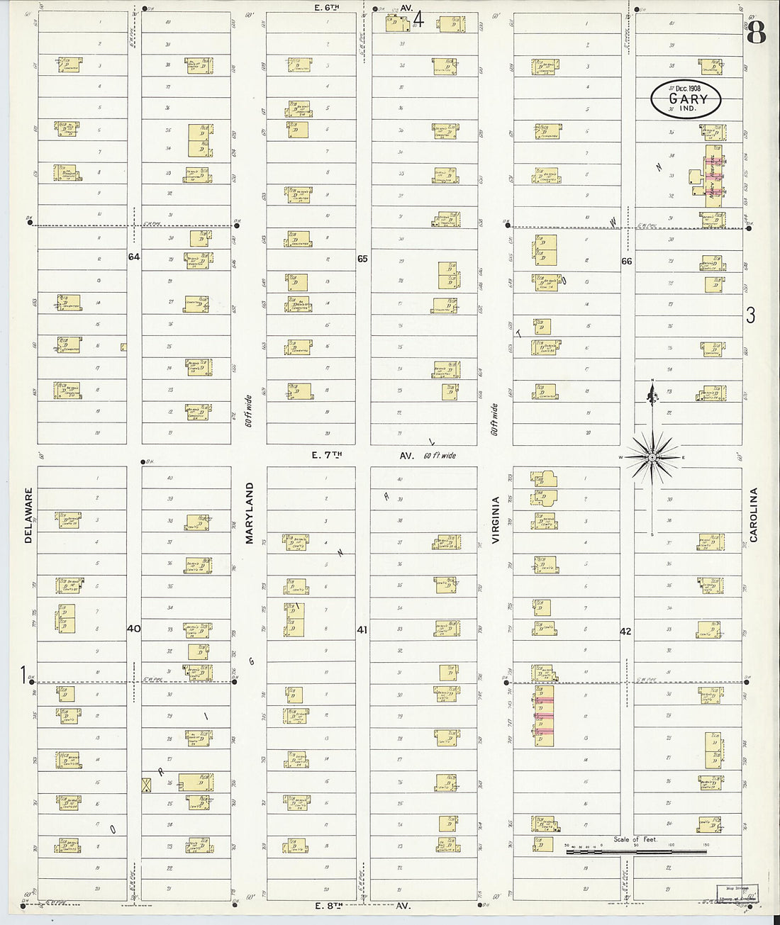 This old map of Gary, Lake County, Indiana was created by Sanborn Map Company in 1908