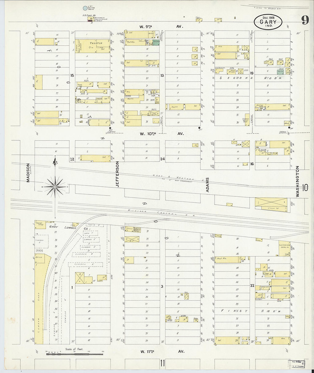 This old map of Gary, Lake County, Indiana was created by Sanborn Map Company in 1908