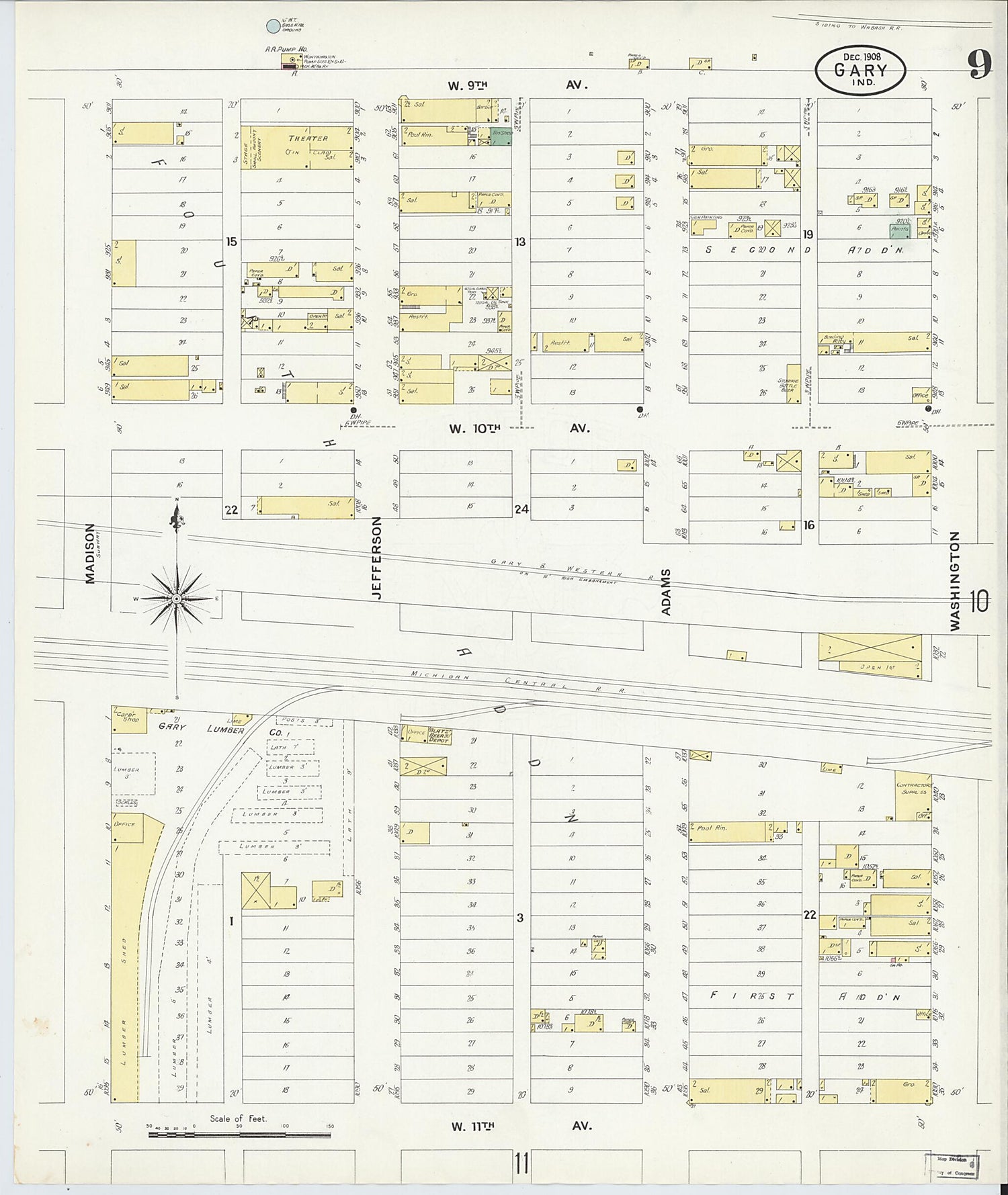 This old map of Gary, Lake County, Indiana was created by Sanborn Map Company in 1908