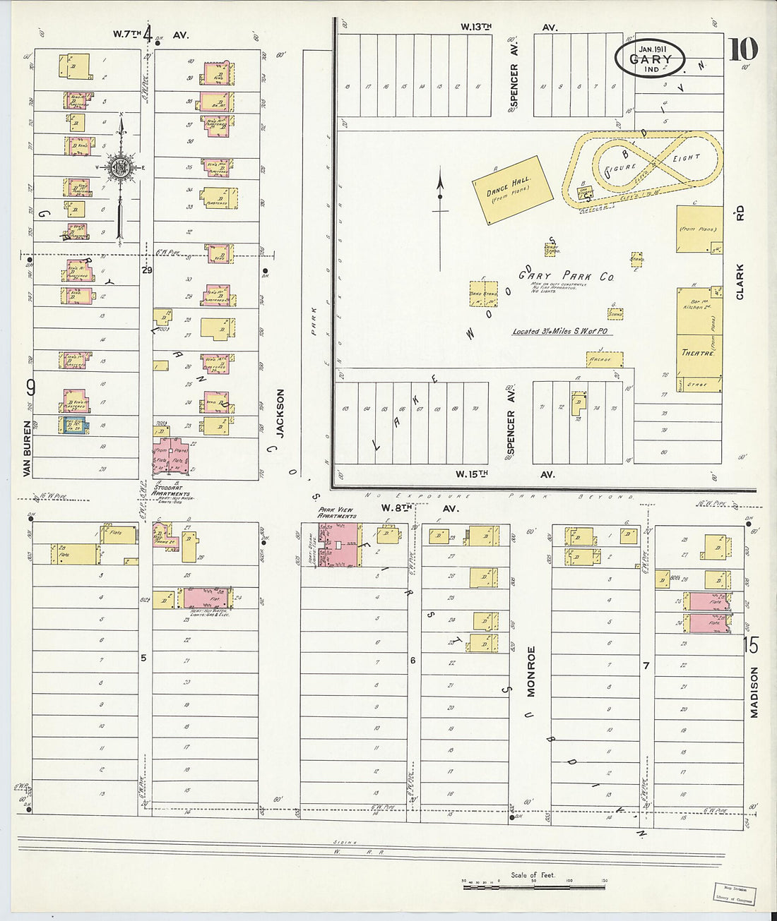 This old map of Gary, Lake County, Indiana was created by Sanborn Map Company in 1911