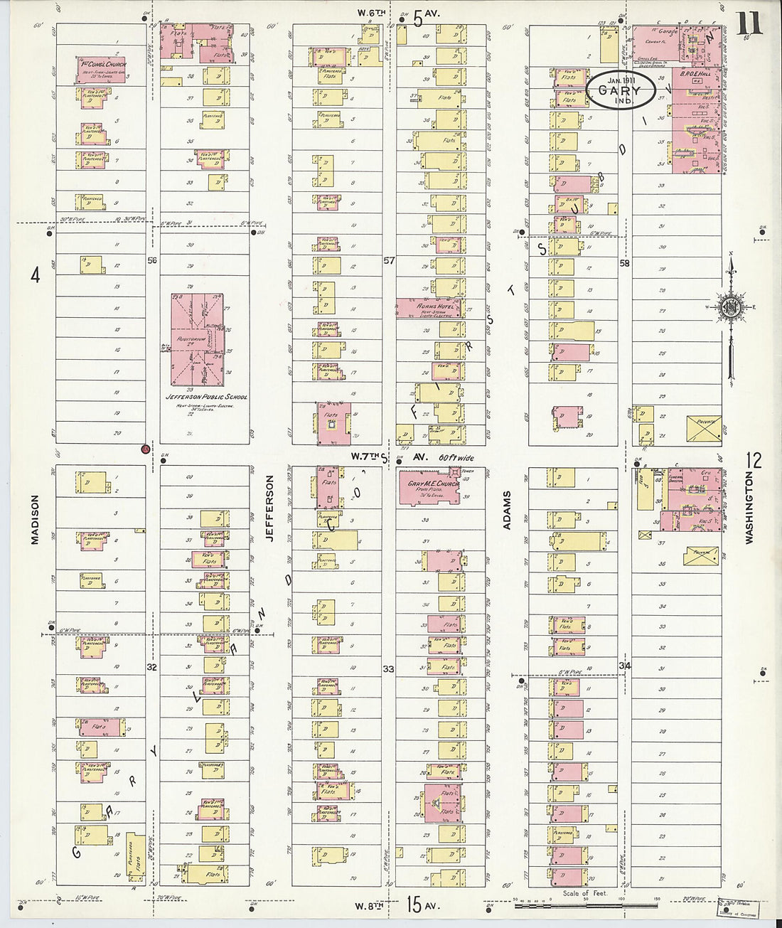 This old map of Gary, Lake County, Indiana was created by Sanborn Map Company in 1911