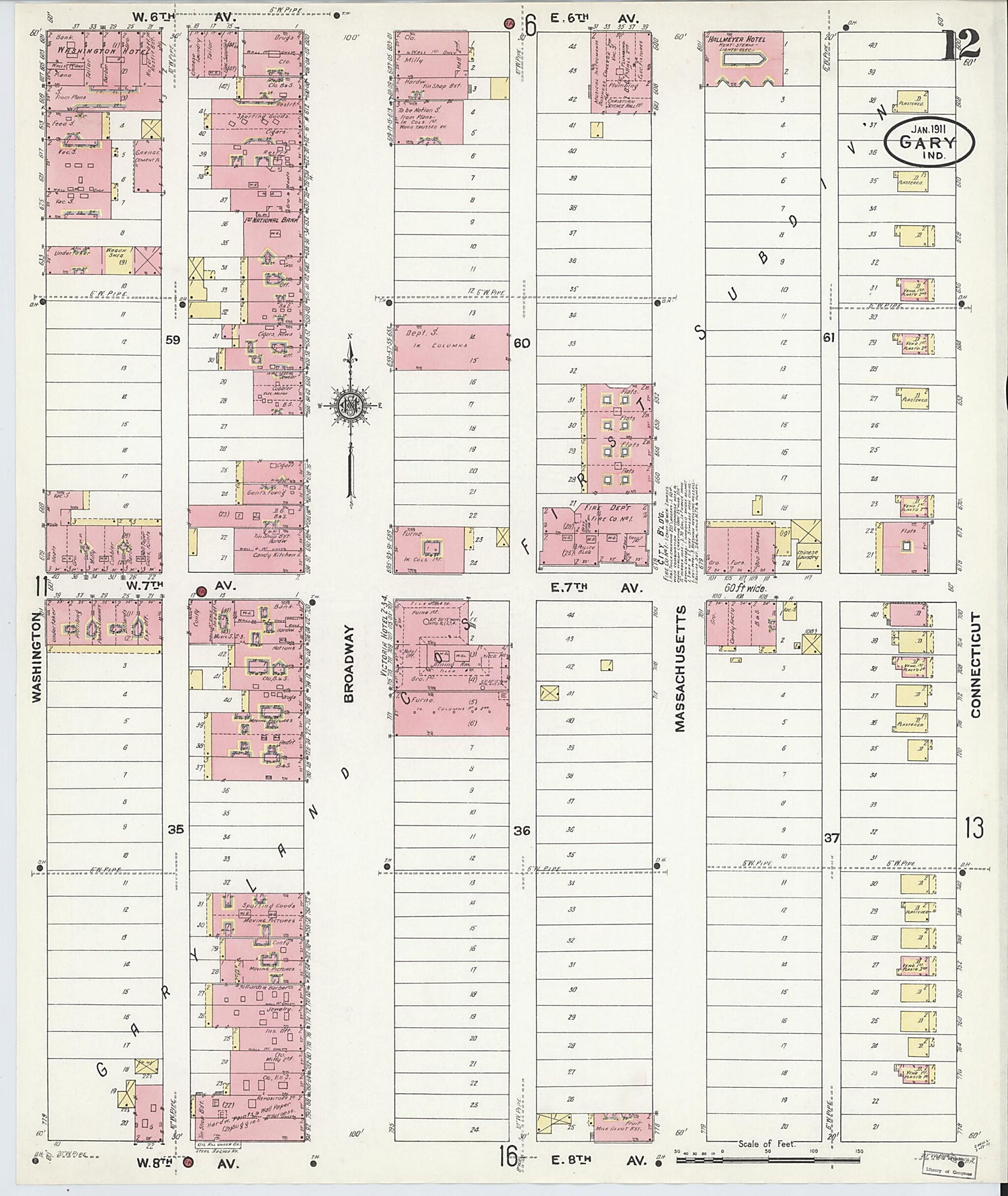 This old map of Gary, Lake County, Indiana was created by Sanborn Map Company in 1911