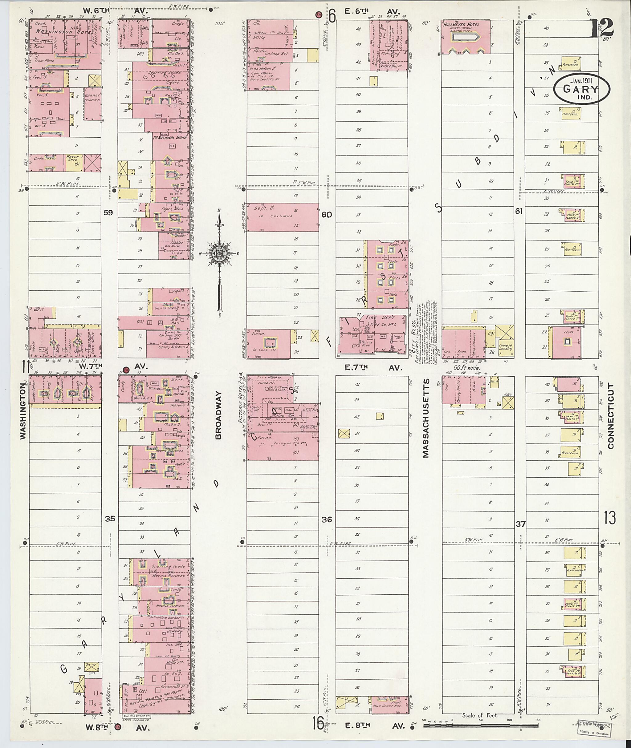 This old map of Gary, Lake County, Indiana was created by Sanborn Map Company in 1911