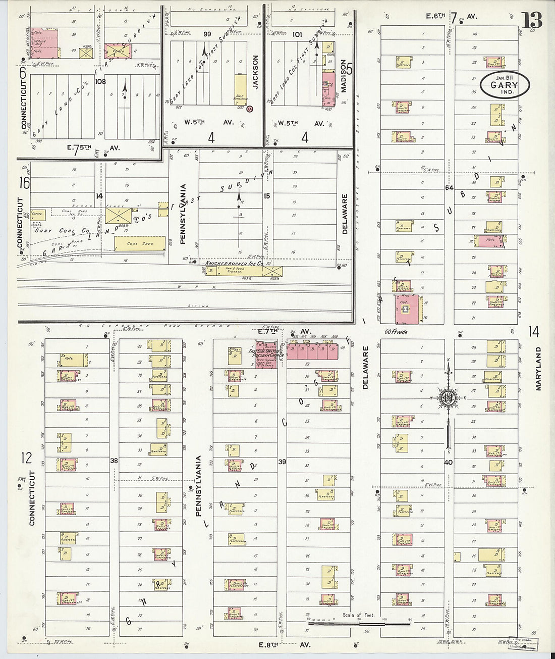 This old map of Gary, Lake County, Indiana was created by Sanborn Map Company in 1911