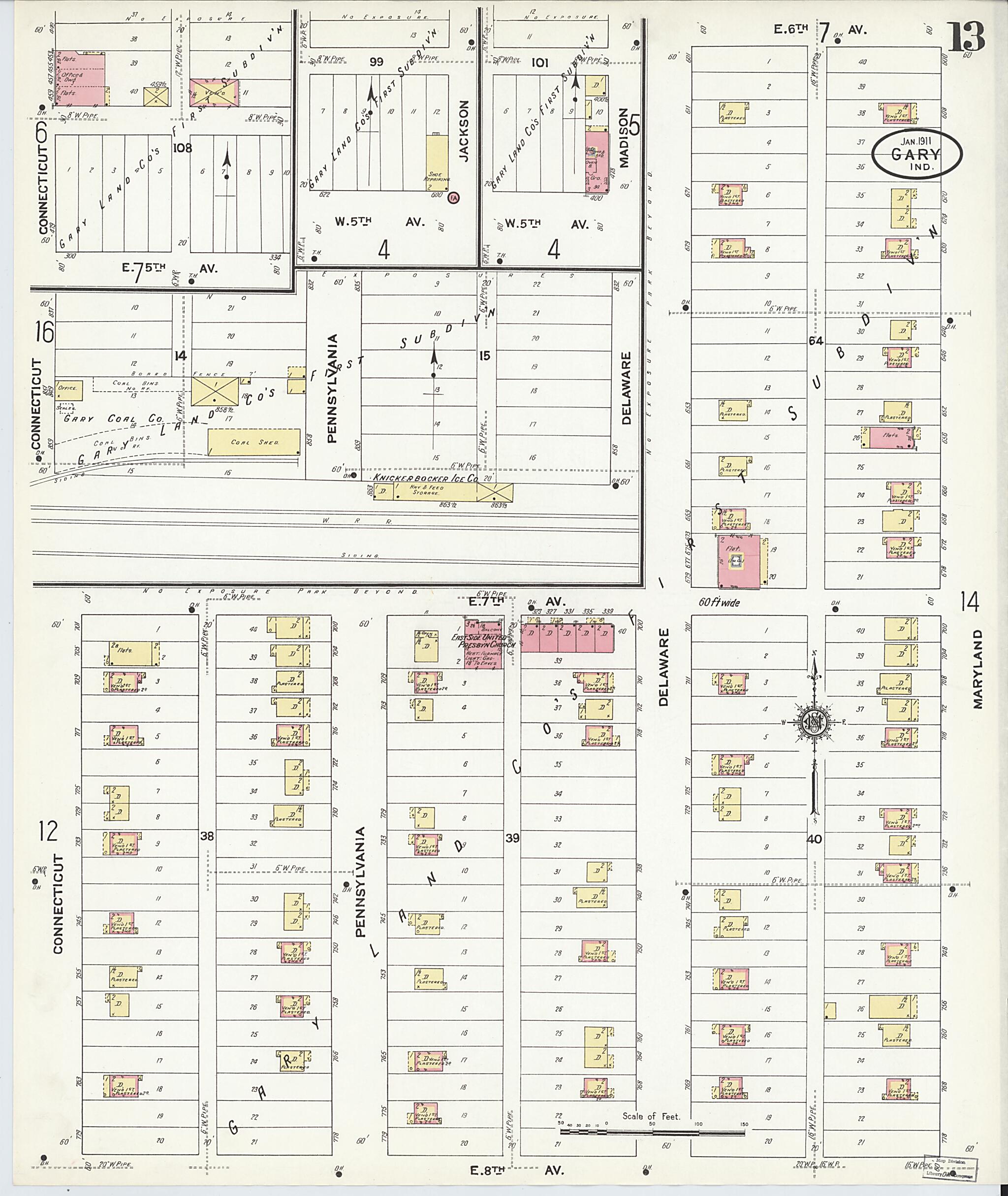 This old map of Gary, Lake County, Indiana was created by Sanborn Map Company in 1911