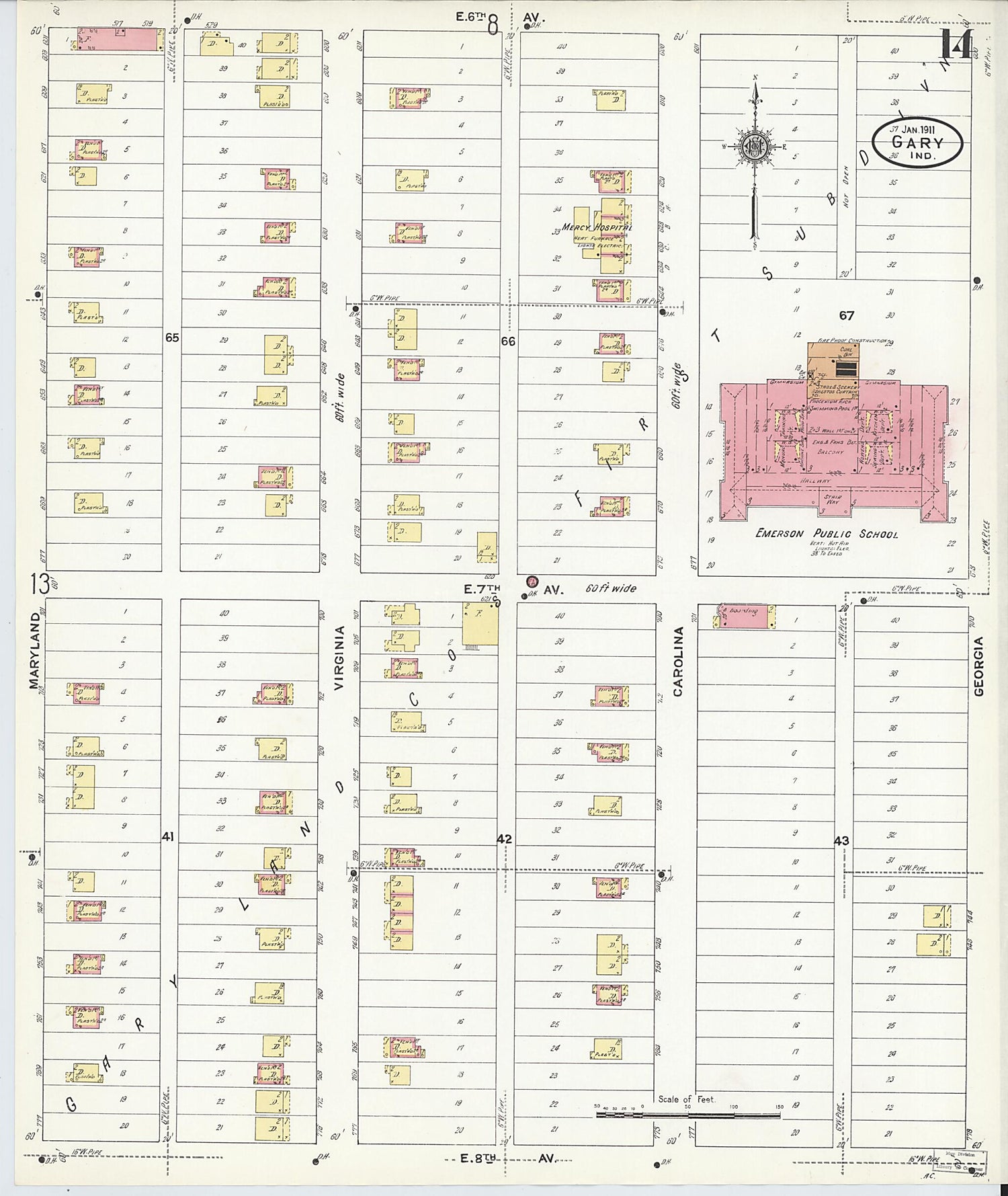 This old map of Gary, Lake County, Indiana was created by Sanborn Map Company in 1911