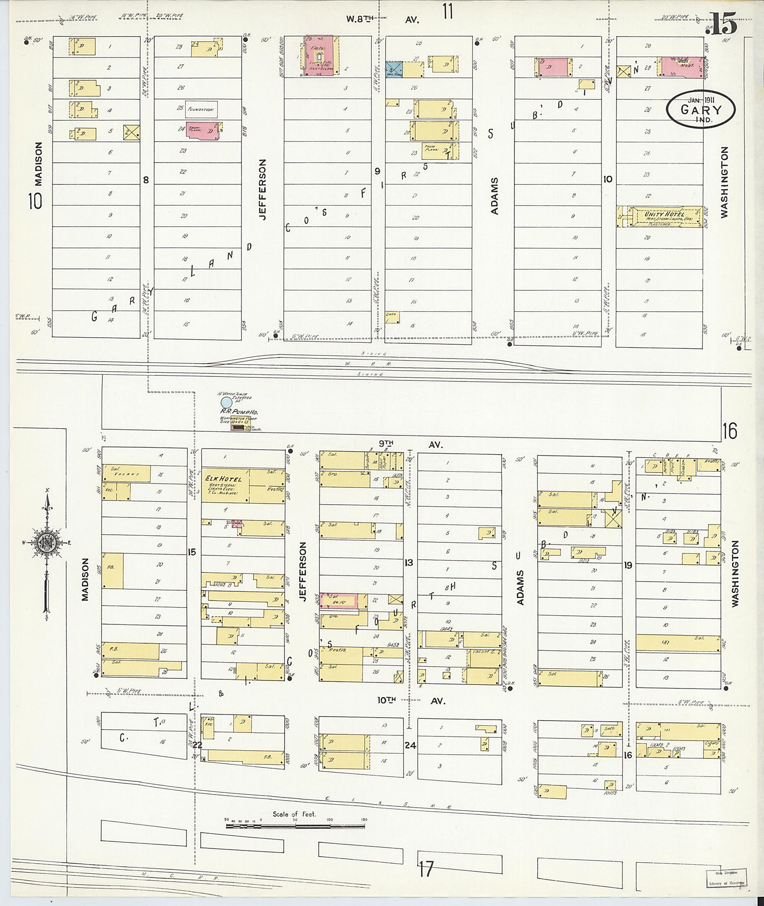 This old map of Gary, Lake County, Indiana was created by Sanborn Map Company in 1911