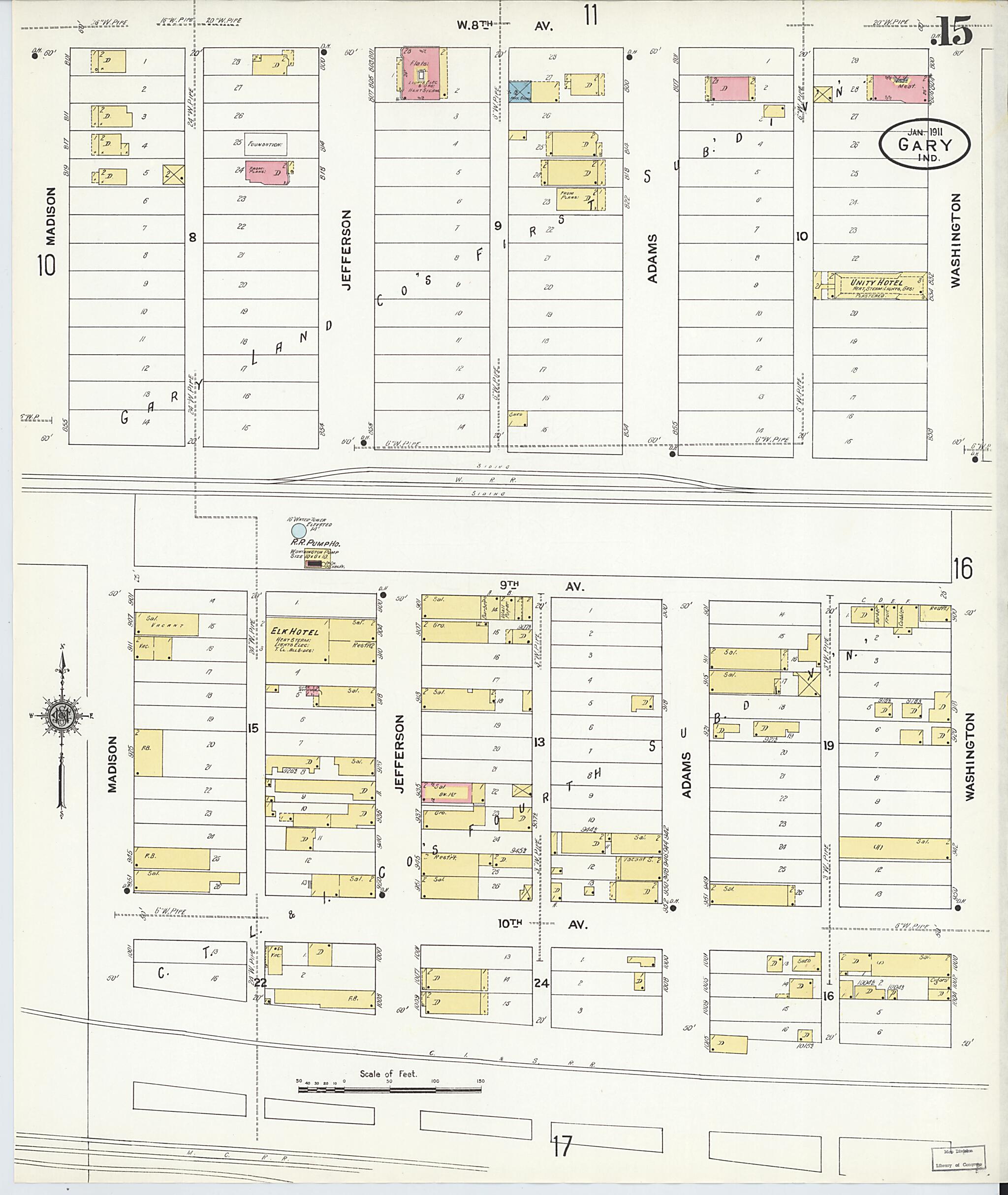 This old map of Gary, Lake County, Indiana was created by Sanborn Map Company in 1911