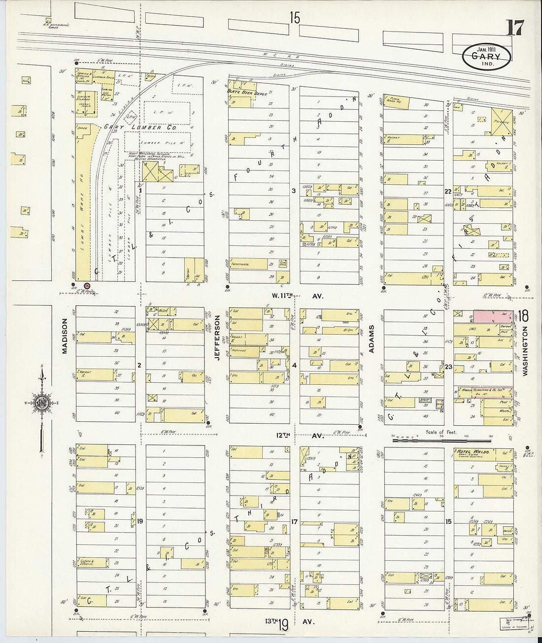 This old map of Gary, Lake County, Indiana was created by Sanborn Map Company in 1911