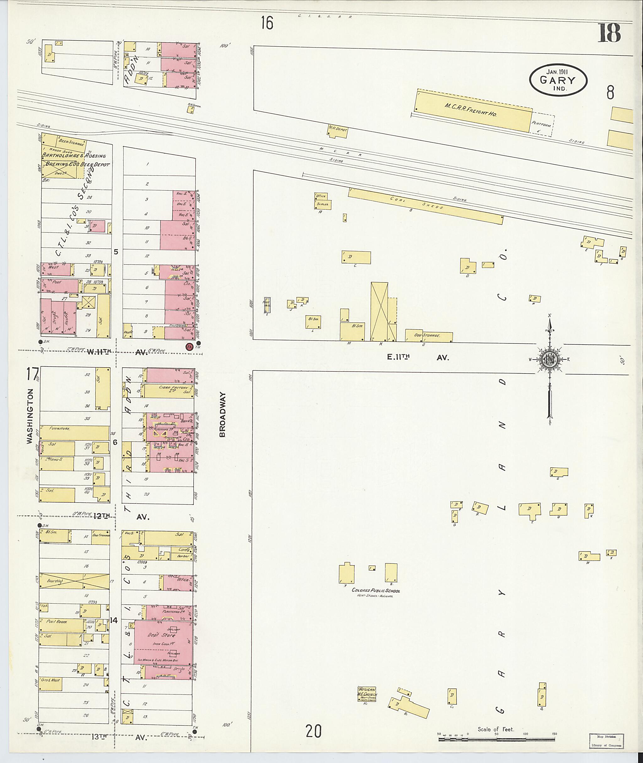 This old map of Gary, Lake County, Indiana was created by Sanborn Map Company in 1911