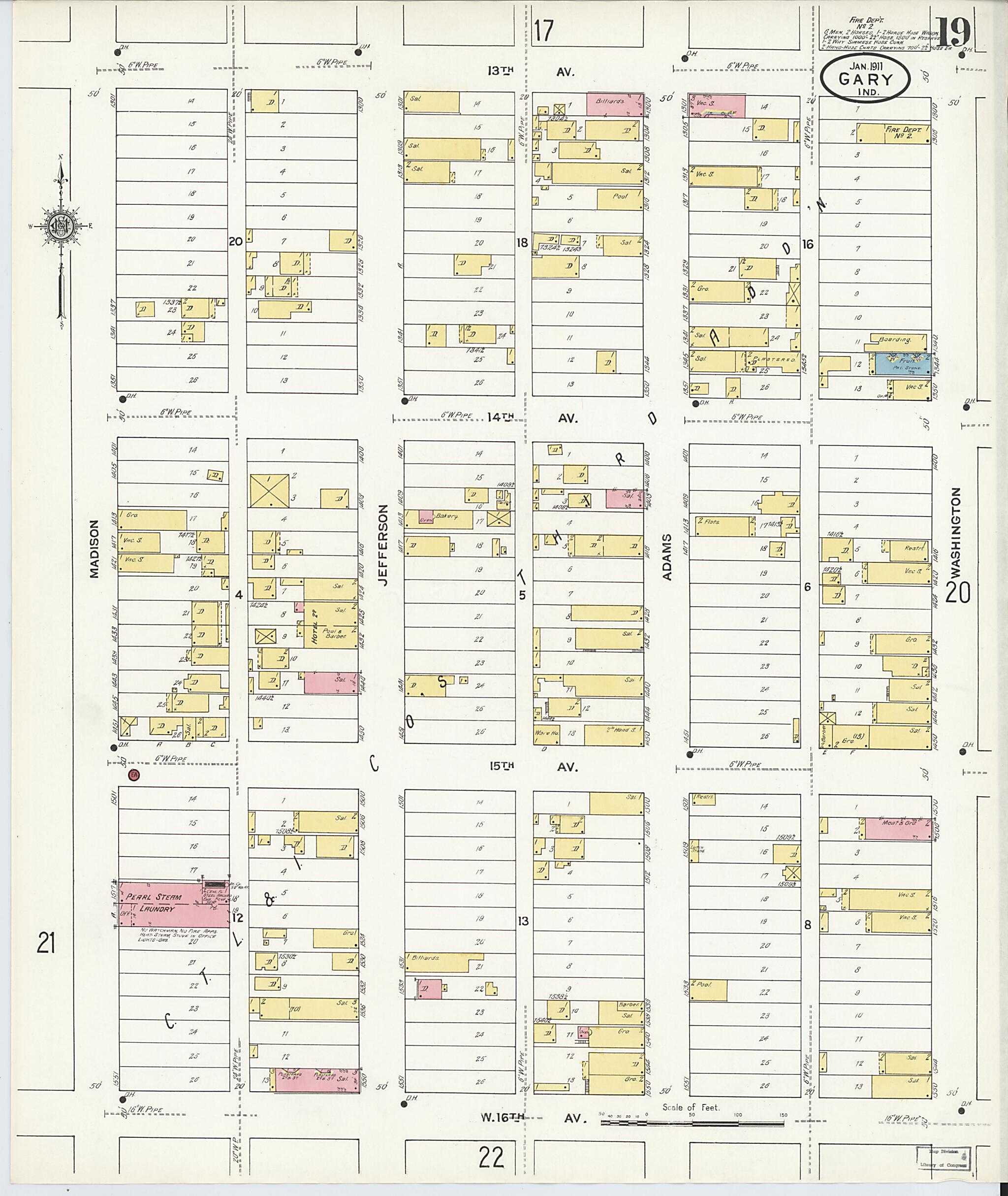 This old map of Gary, Lake County, Indiana was created by Sanborn Map Company in 1911